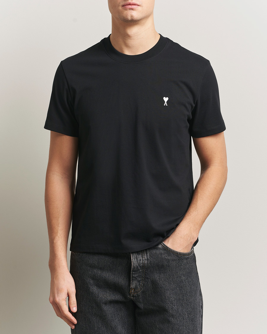 Herre | T-Shirts | AMI | Contrast Heart Logo T-Shirt Black