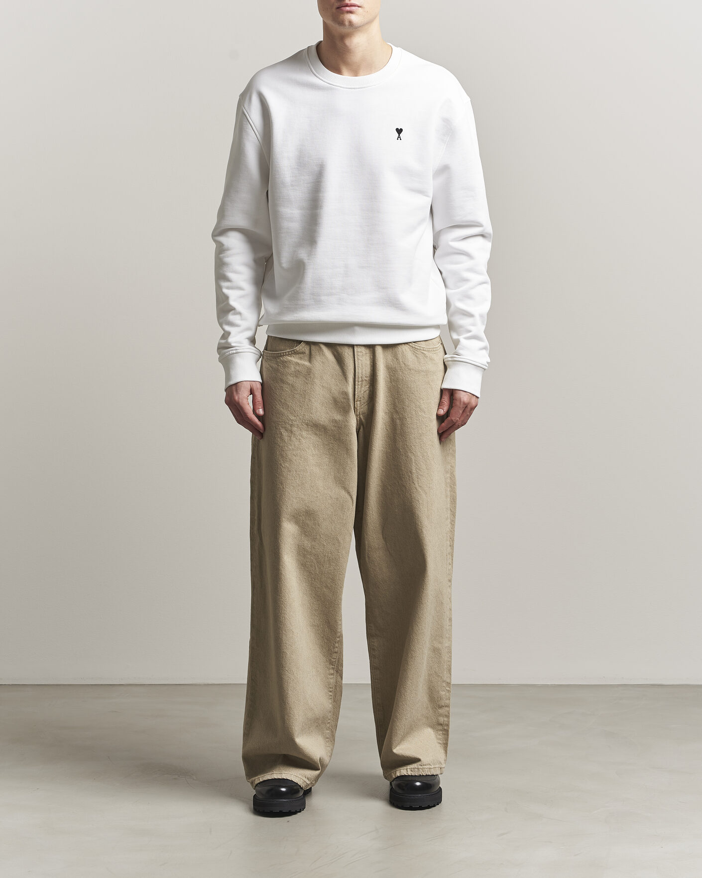 Herre | Trøjer | AMI | Contrast Heart Logo Sweatshirt White