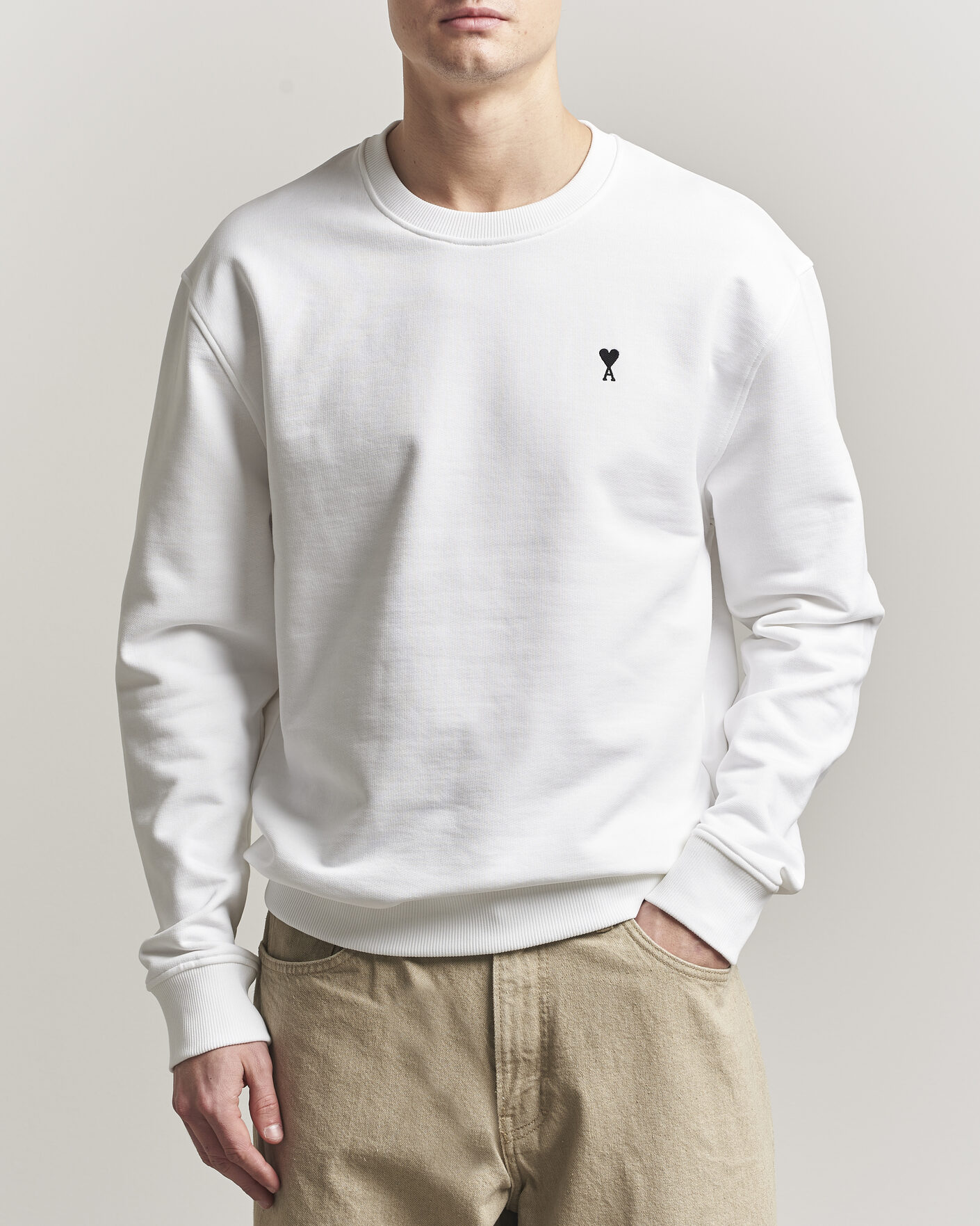Herre | Trøjer | AMI | Contrast Heart Logo Sweatshirt White