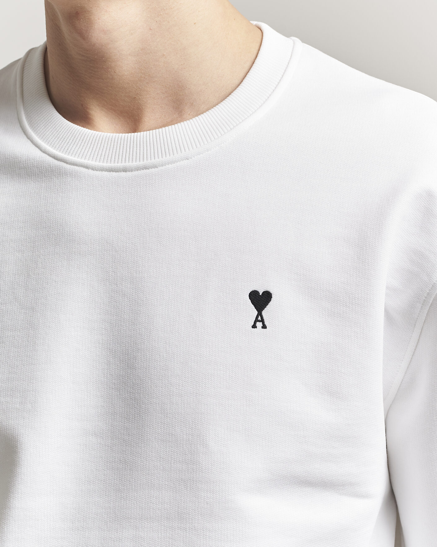 Herre | Trøjer | AMI | Contrast Heart Logo Sweatshirt White