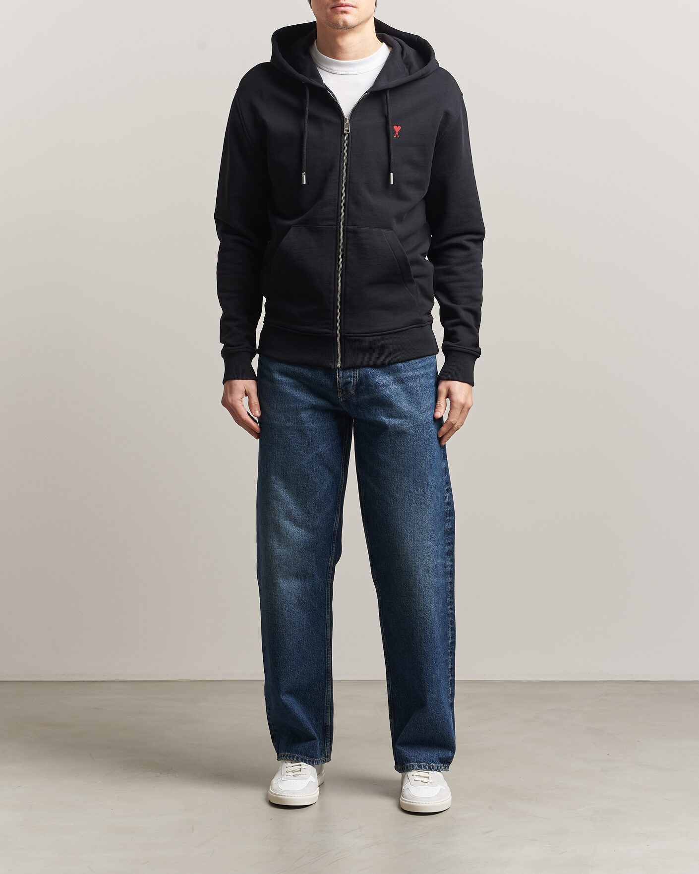 Herre | Trøjer | AMI | Heart Logo Full Zip Hoodie Black