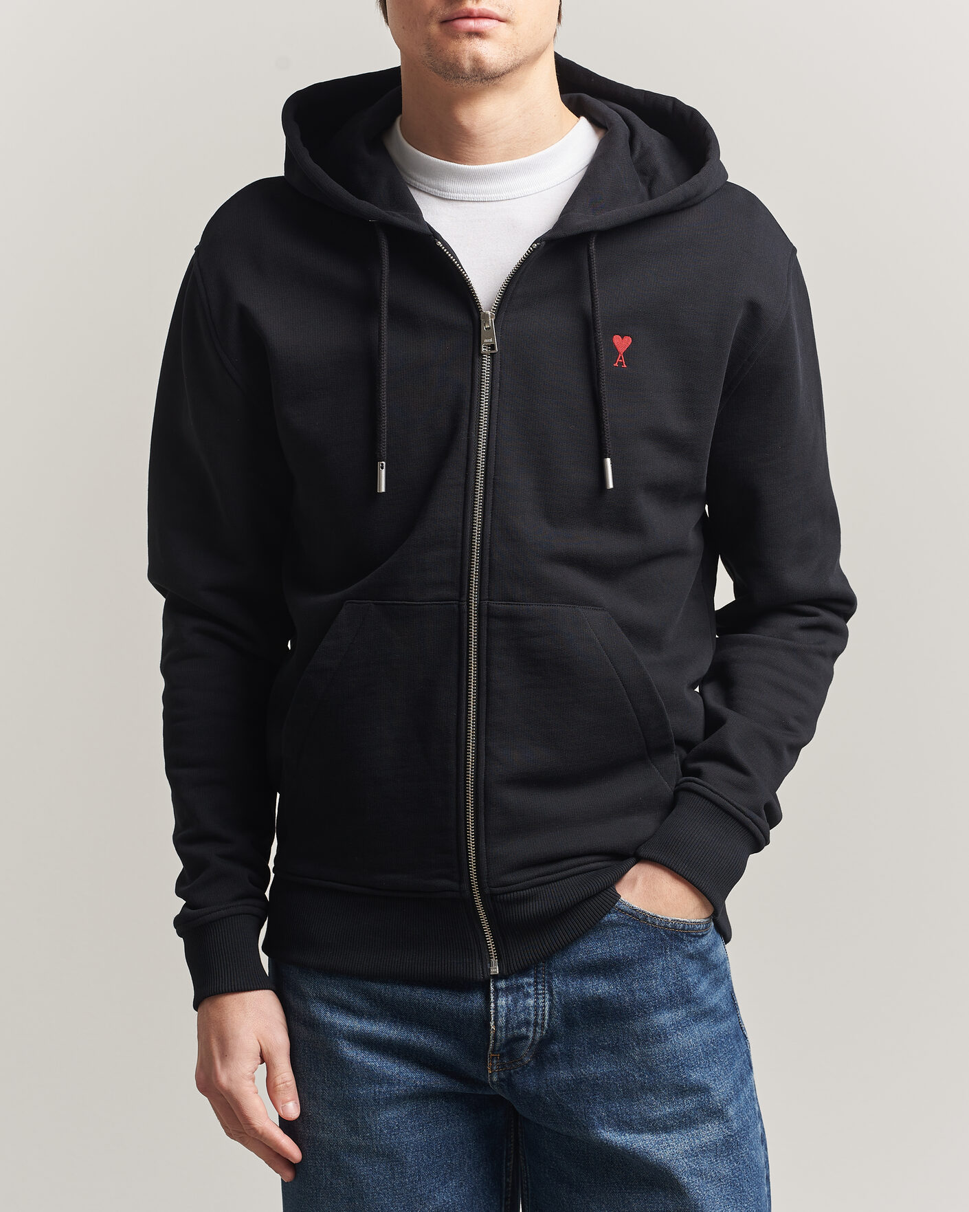 Herre | Trøjer | AMI | Heart Logo Full Zip Hoodie Black
