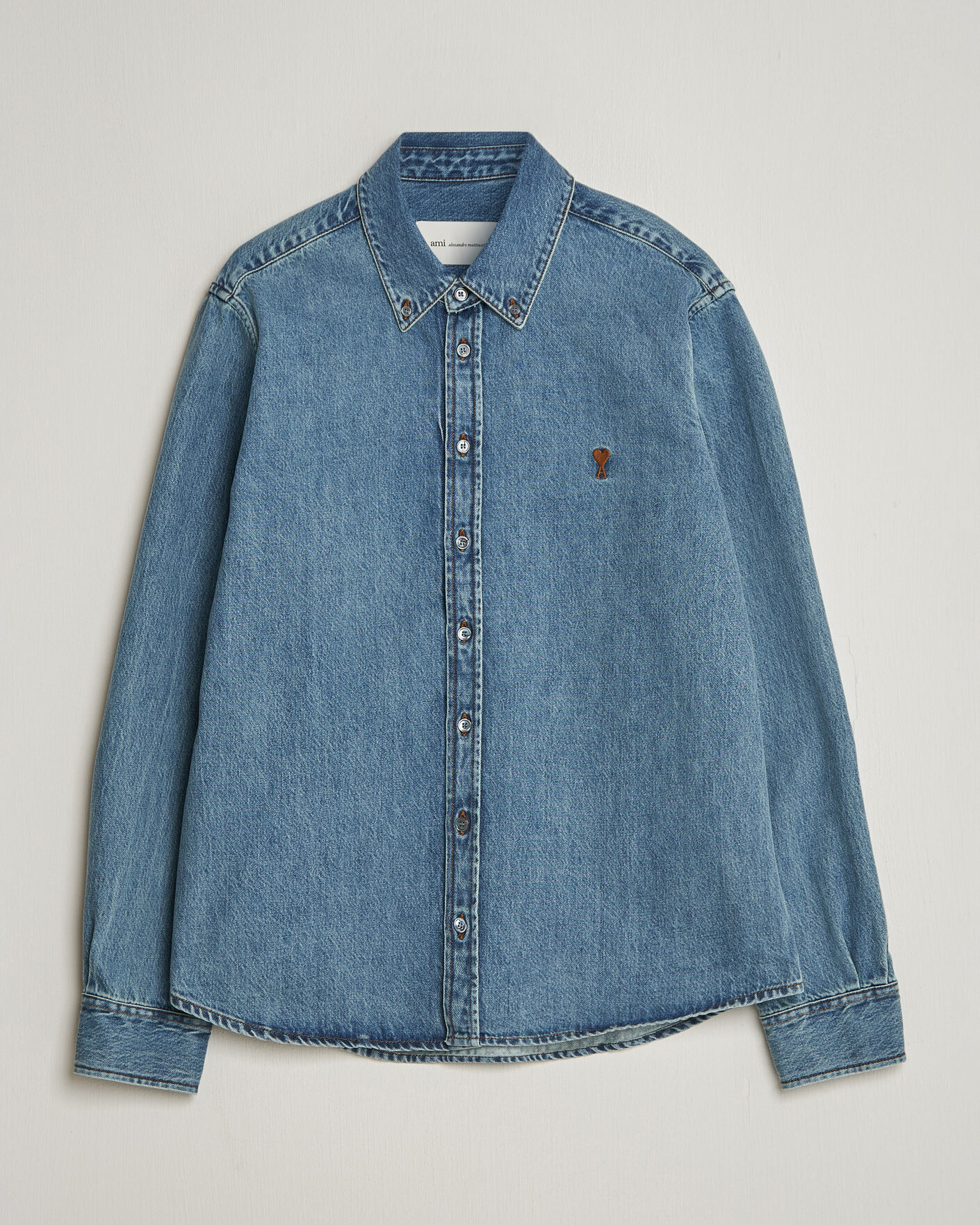 Herre | Skjorter | AMI | Denim Overshirt Used Blue