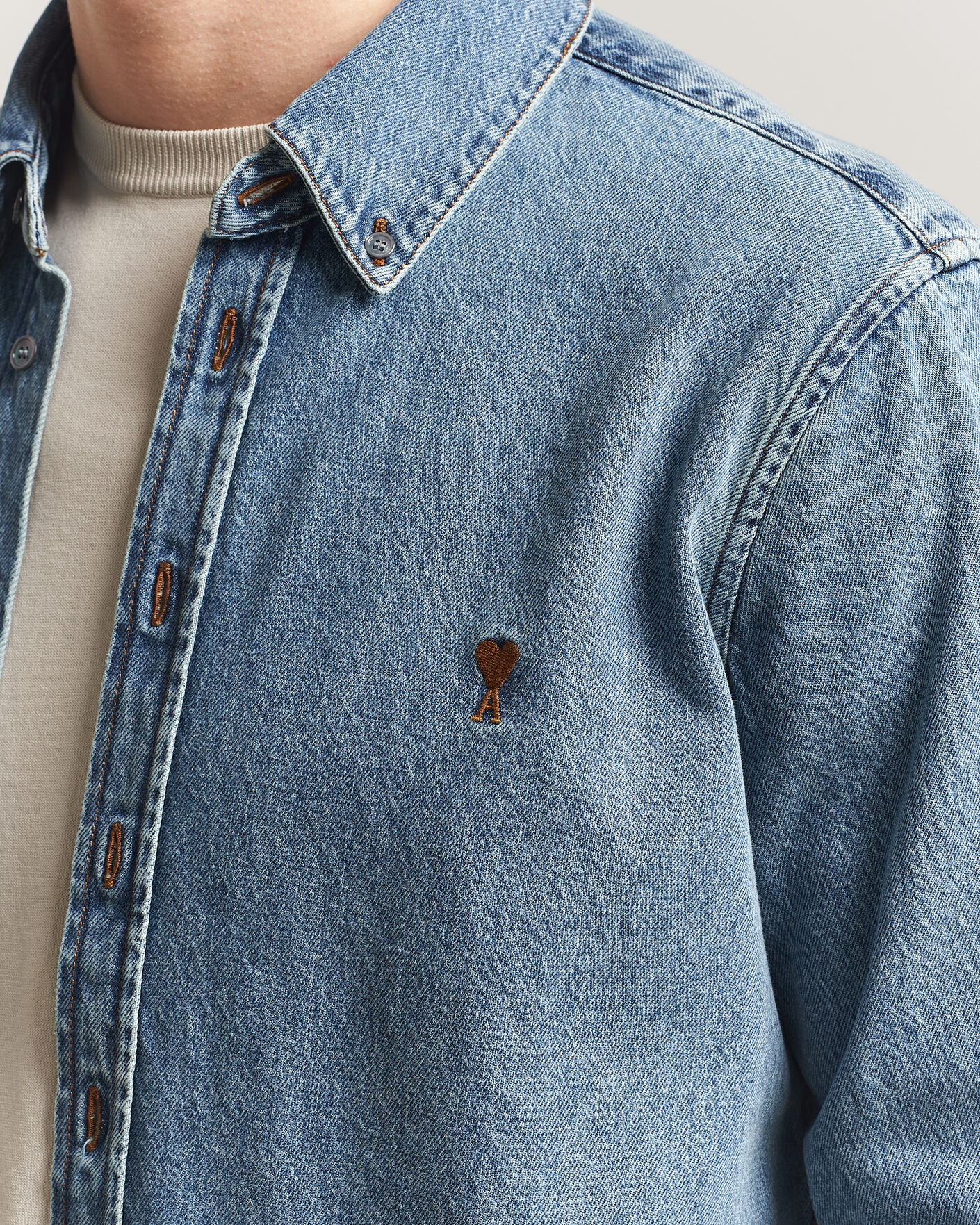 Herre | Skjorter | AMI | Denim Overshirt Used Blue