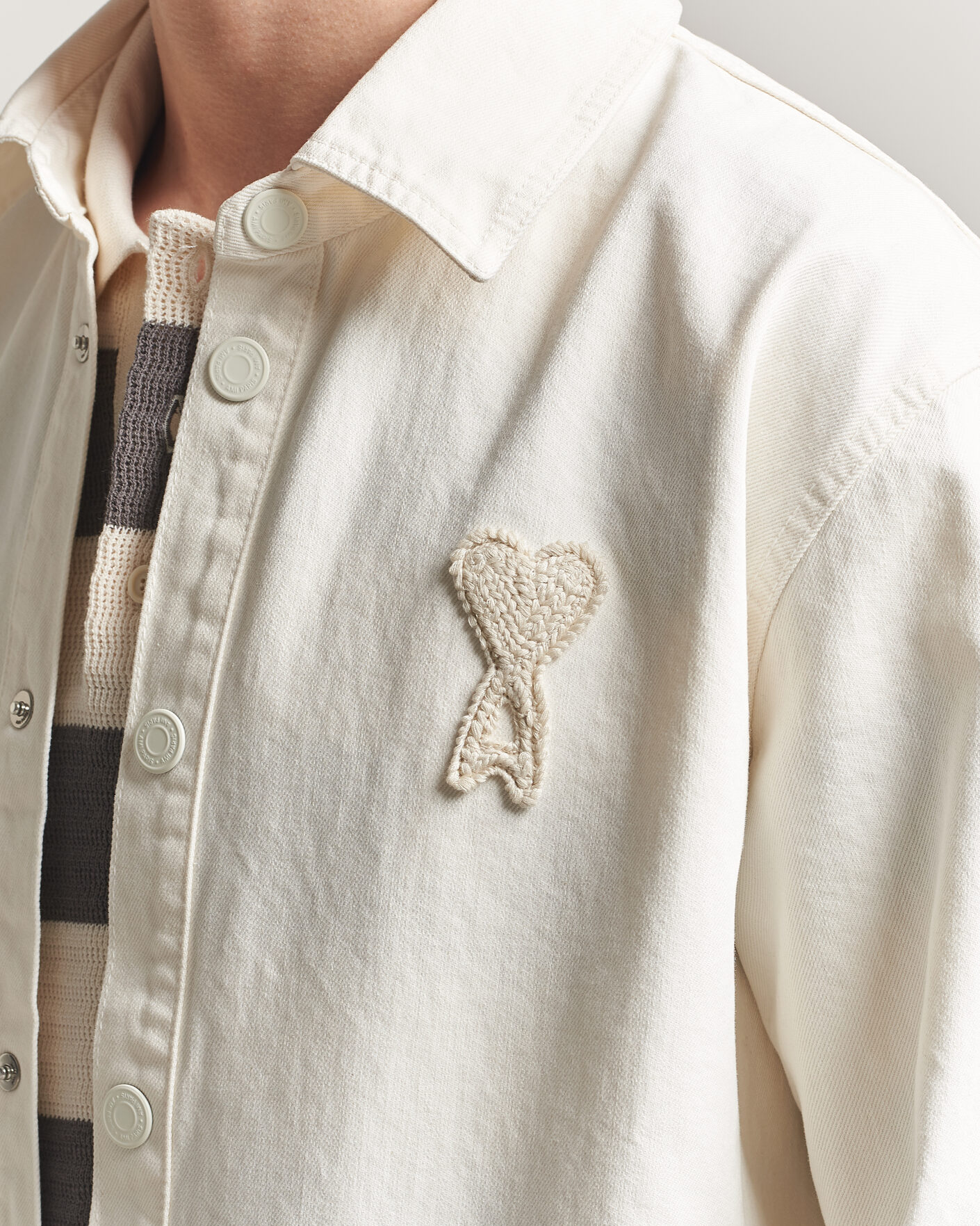 Herre | Skjorter | AMI | Cotton Twill Overshirt Creme