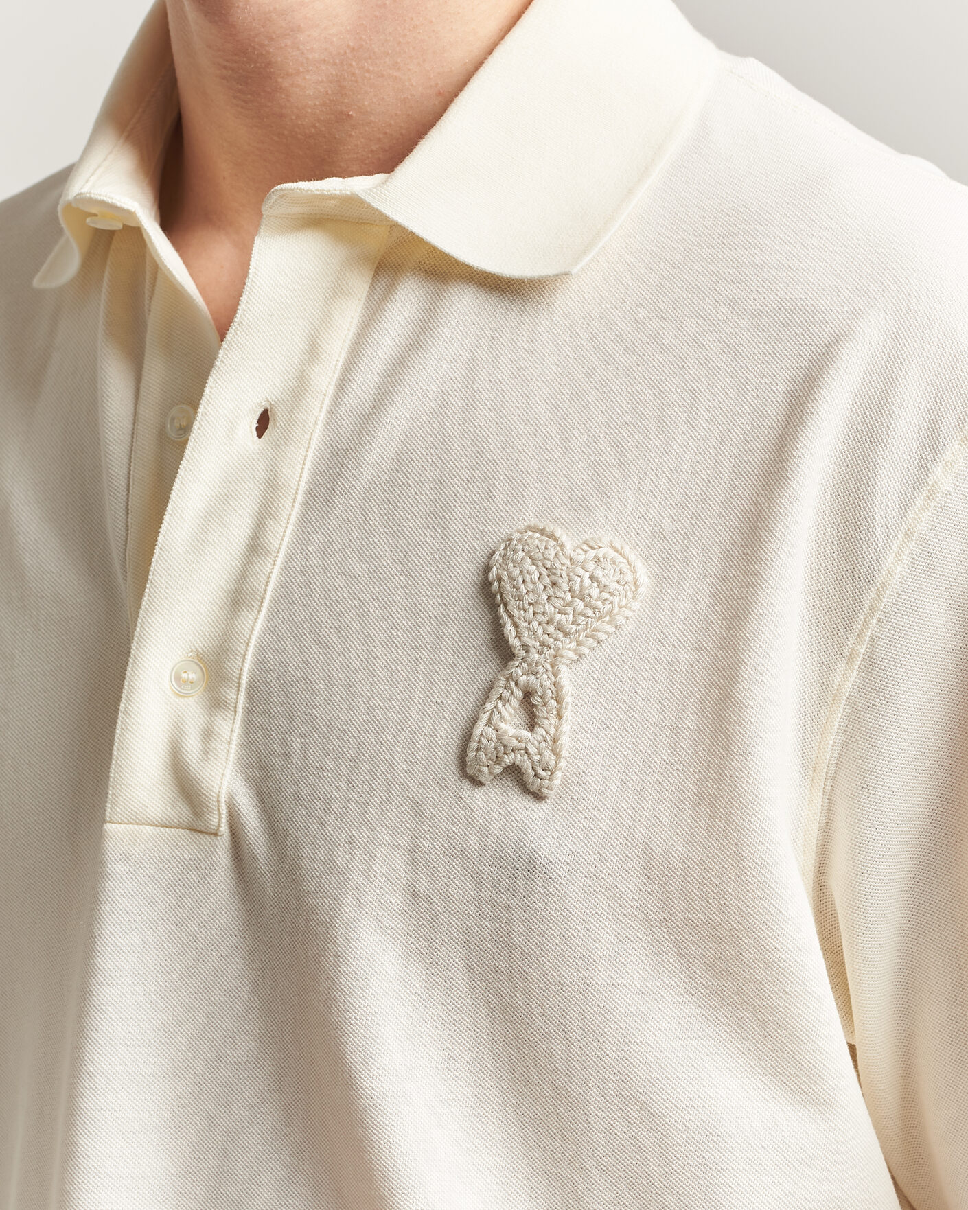 Herre | Polotrøjer | AMI | Knitted Heart Logo Polo Creme