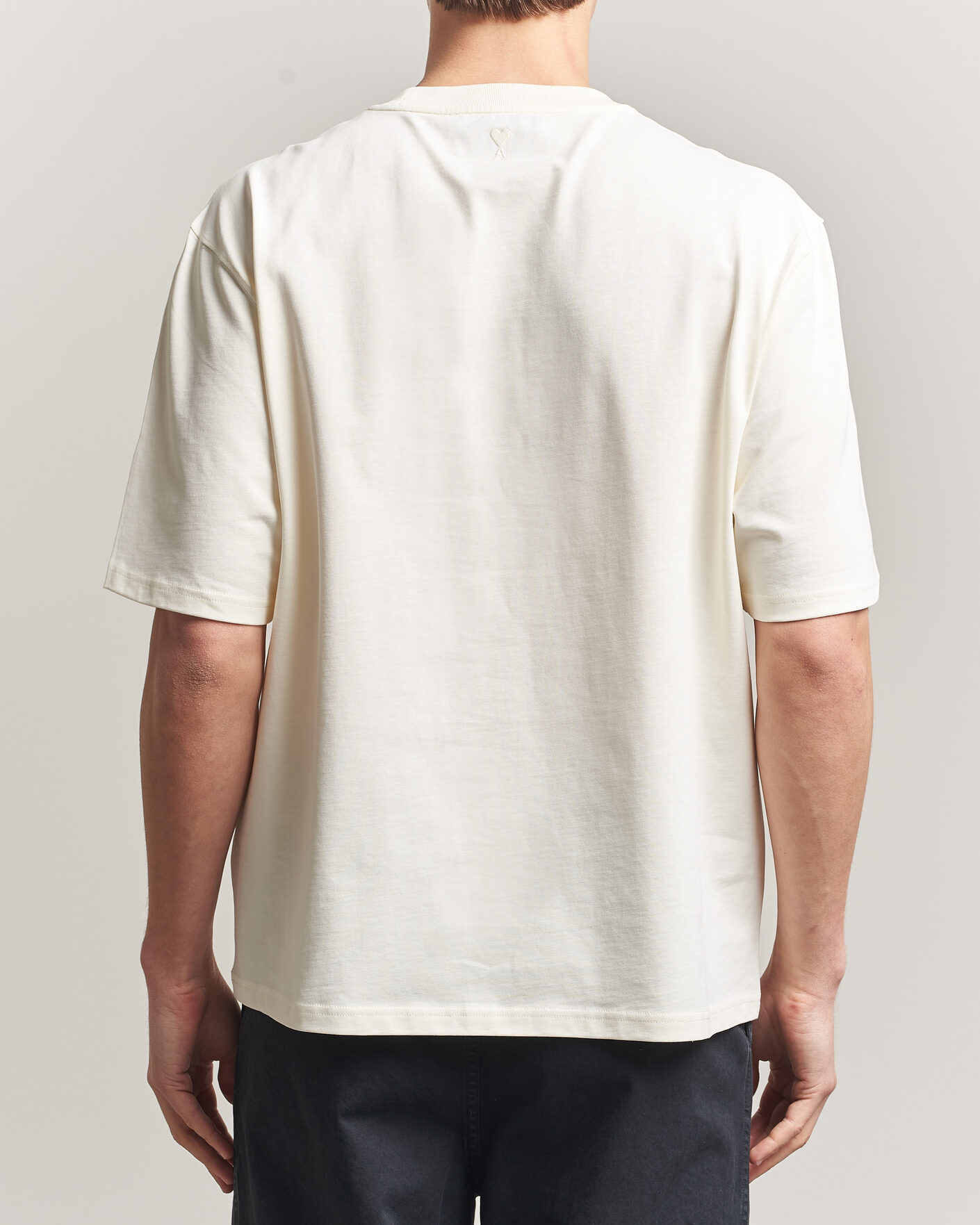 Herre | T-Shirts | AMI | Boxy Fit Printed T-Shirt Creme