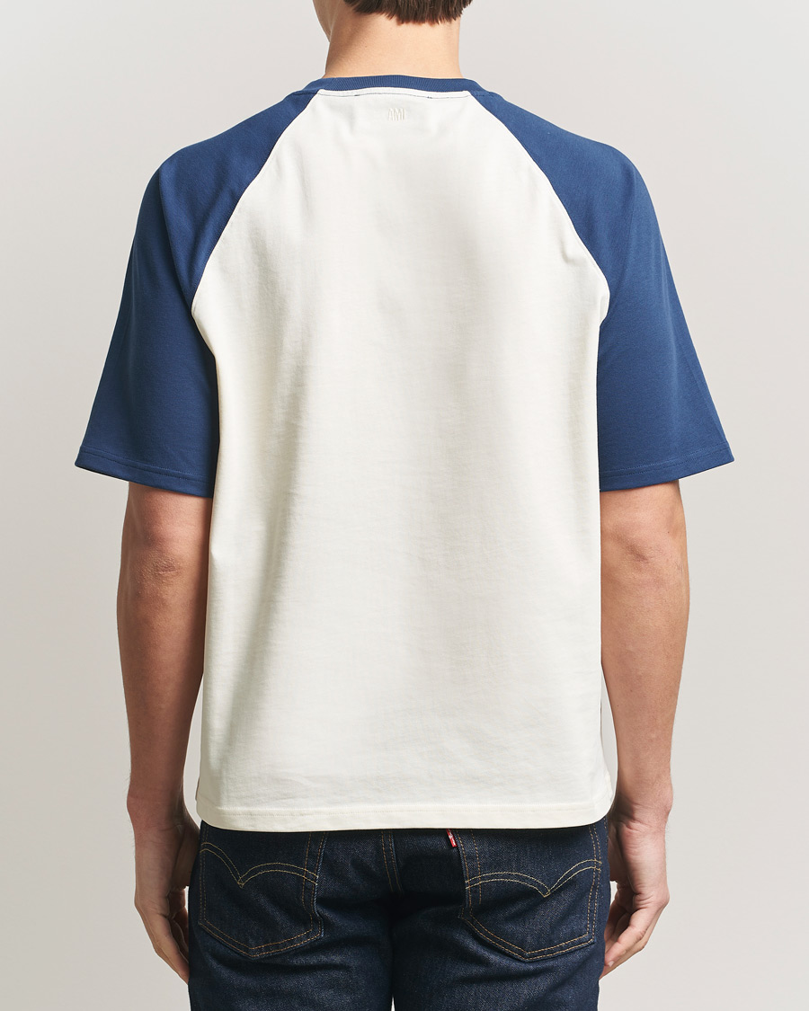 Herre | T-Shirts | AMI | Knitted Heart Logo T-Shirt Creme/Navy