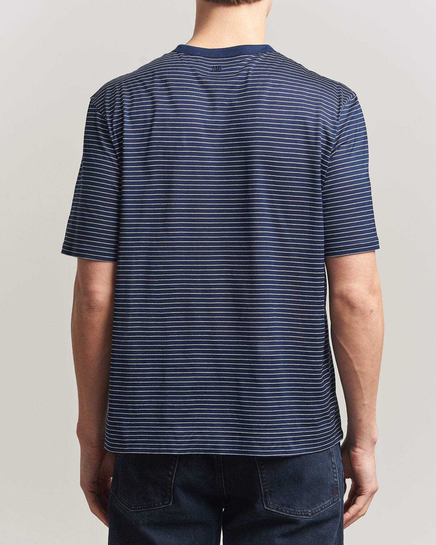 Herre | T-Shirts | AMI | Striped T-Shirt Navy/White