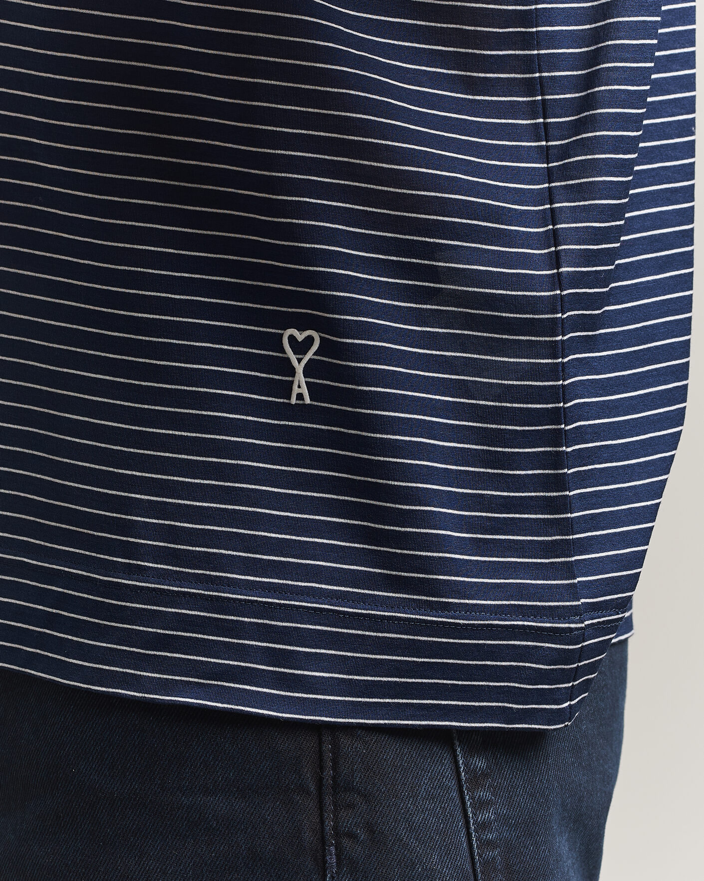 Herre | T-Shirts | AMI | Striped T-Shirt Navy/White
