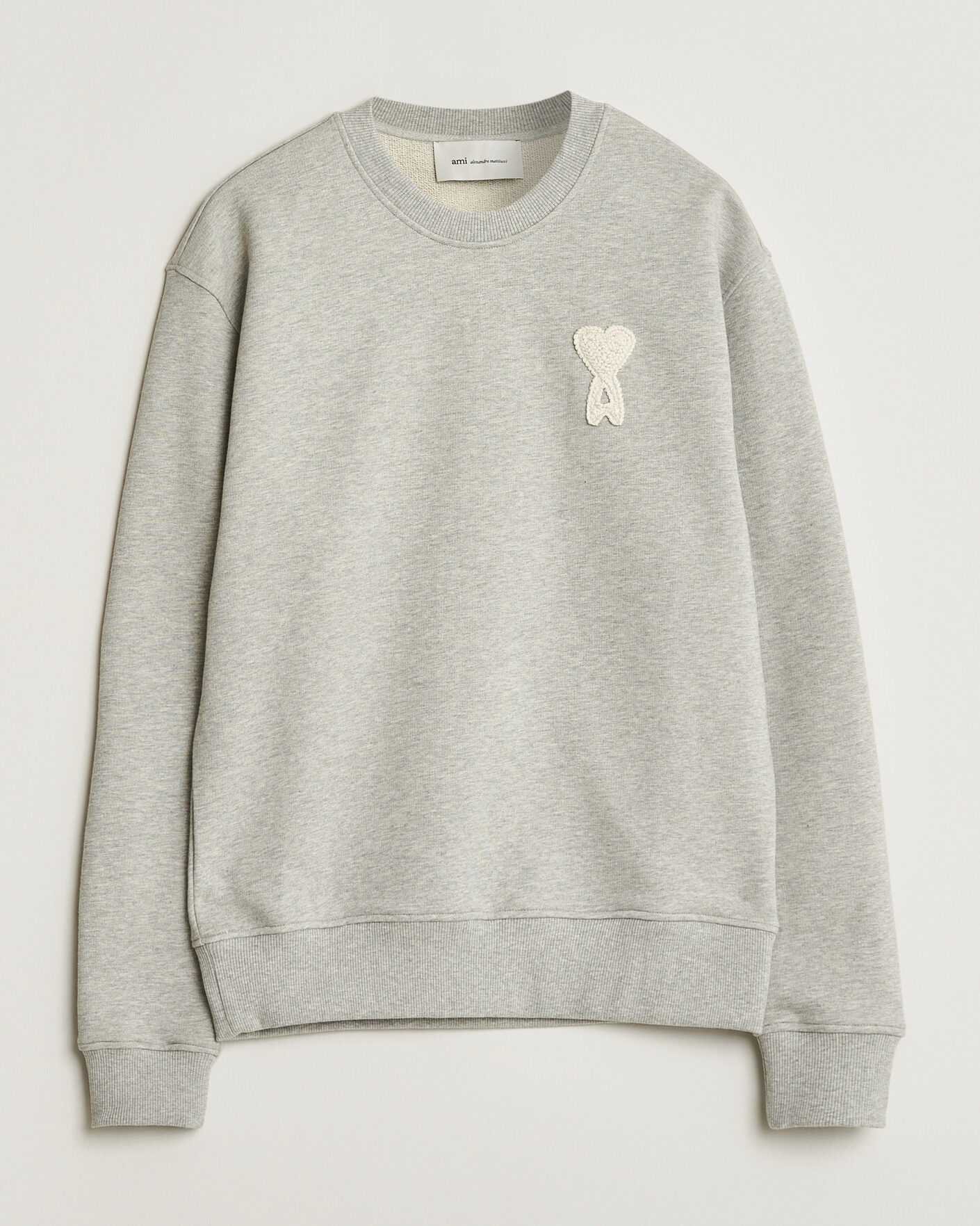 Herre | Trøjer | AMI | Knitted Heart Logo Sweatshirt Grey Melange
