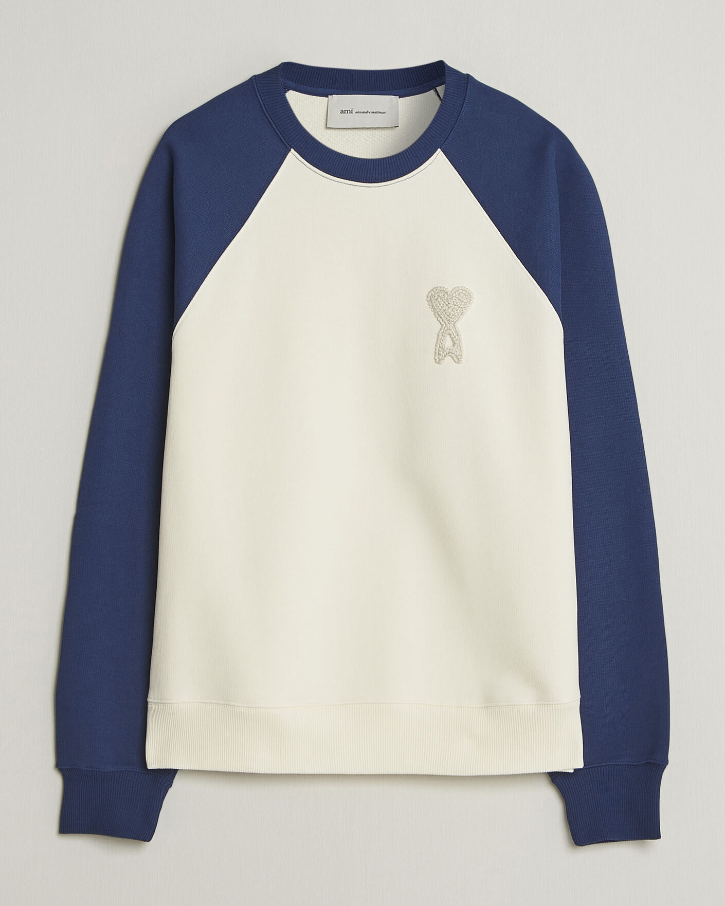 Herre | Trøjer | AMI | Knitted Heart Logo Sweatshirt Creme/Navy