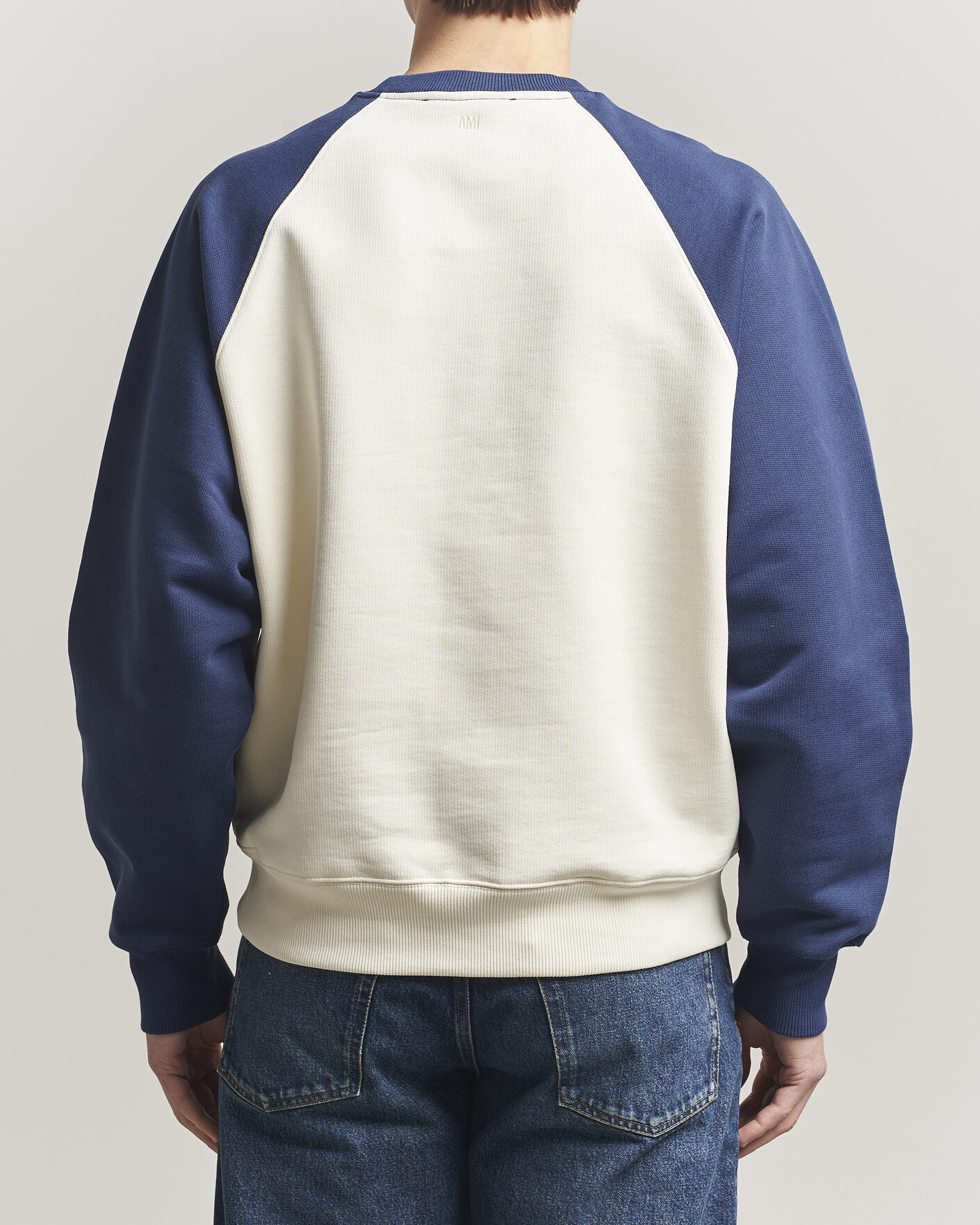 Herre | Trøjer | AMI | Knitted Heart Logo Sweatshirt Creme/Navy