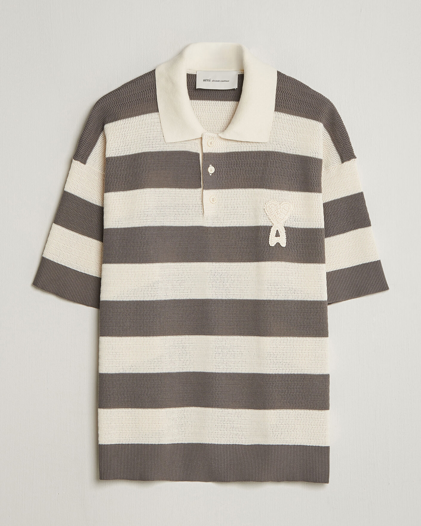 Herre | Polotrøjer | AMI | Striped Polo White/Grey