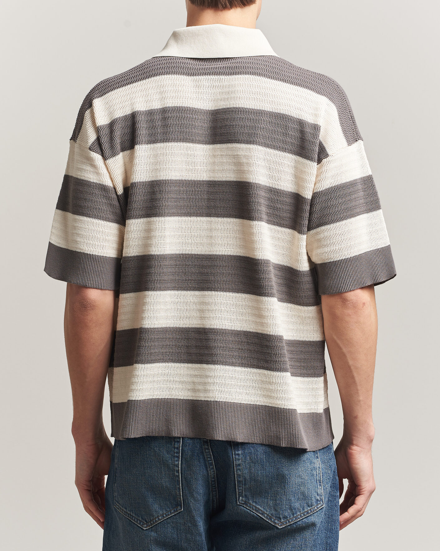 Herre | Polotrøjer | AMI | Striped Polo White/Grey