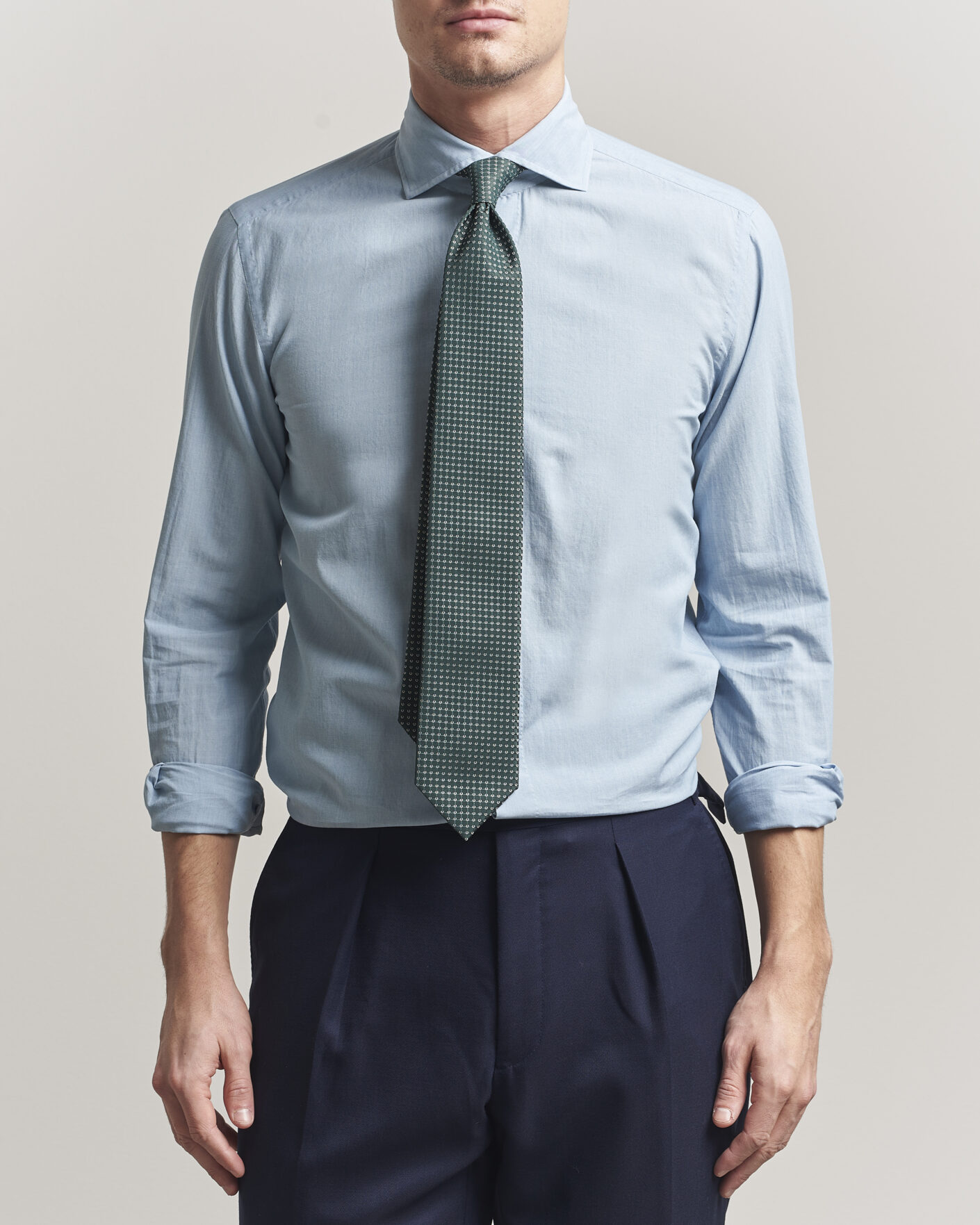 Herre | Skjorter | 100Hands | Light Cotton Voile Denim Shirt Blue