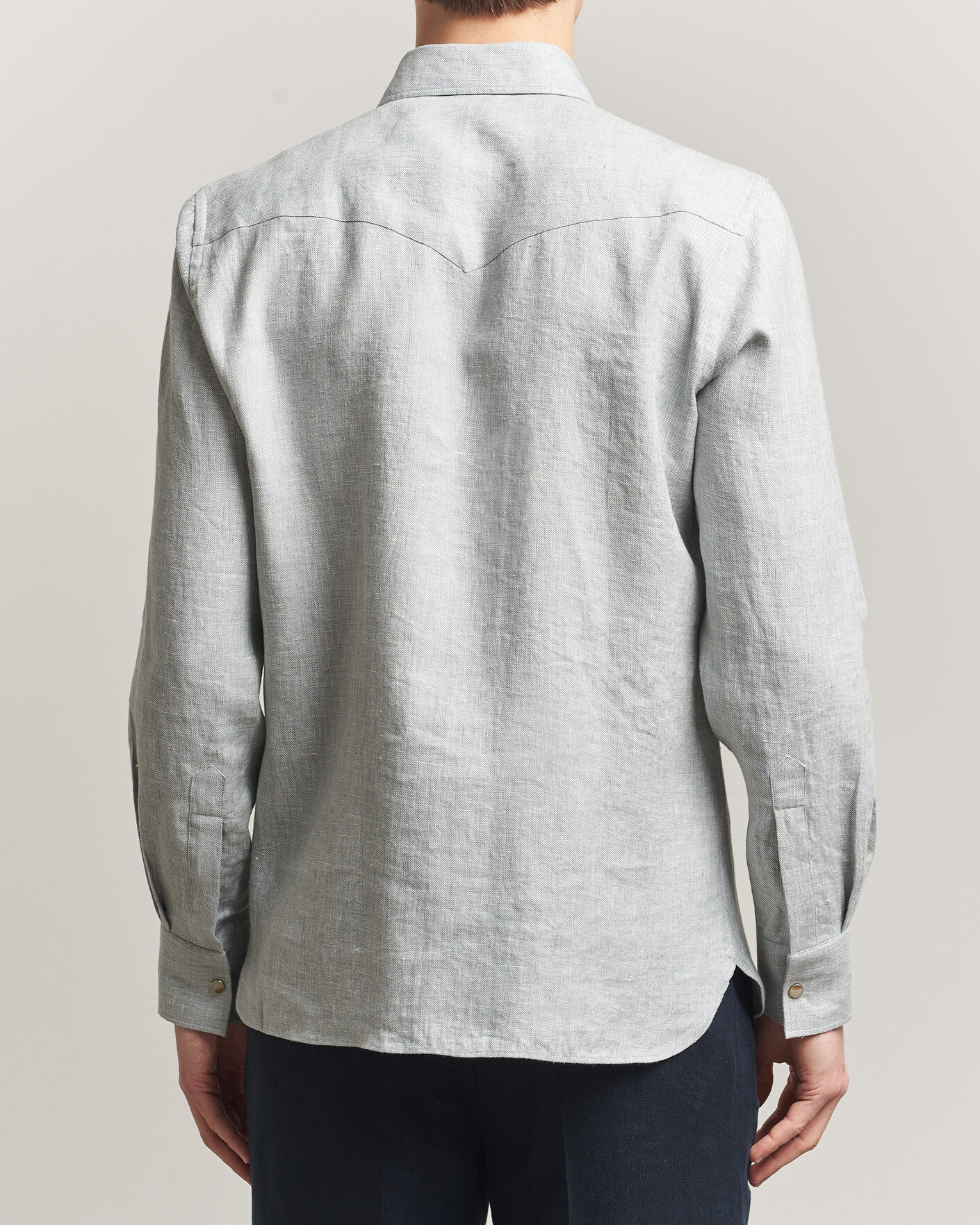 Herre | Skjorter | 100Hands | Two Pocket Western Linen Shirt Mint Green