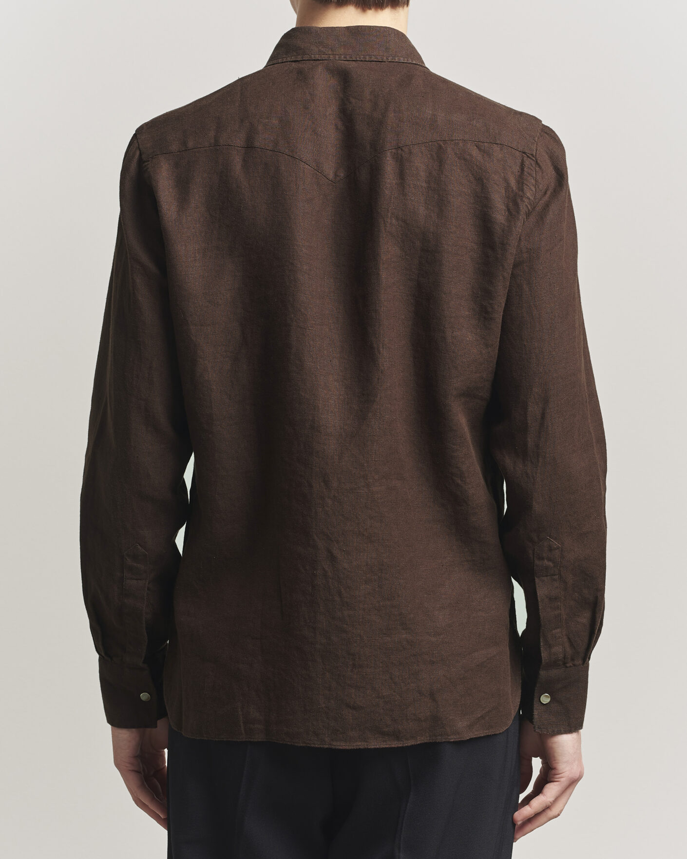 Herre | Skjorter | 100Hands | Two Pocket Western Linen Shirt Chocolate