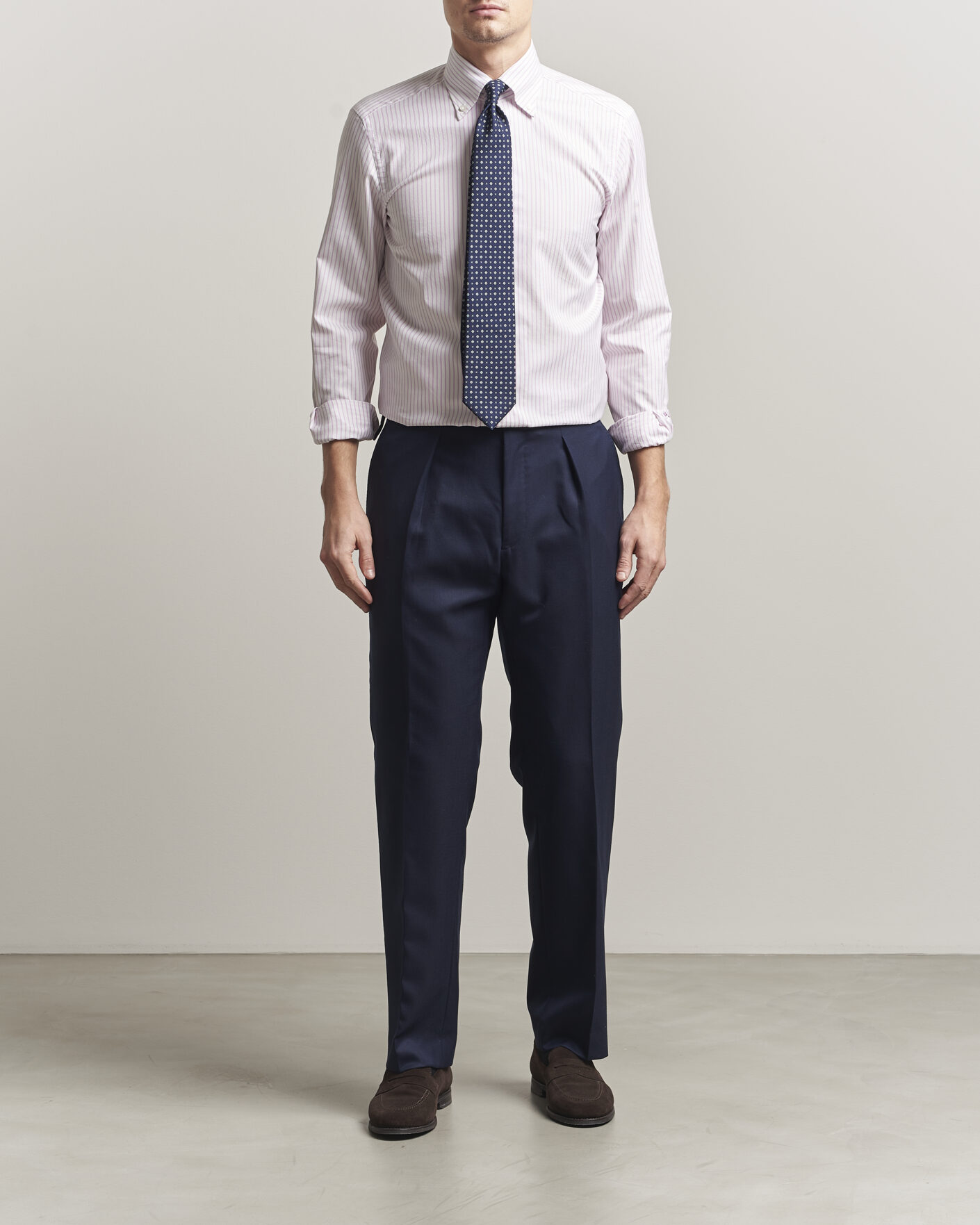 Herre | Skjorter | 100Hands | Washed Striped Oxford Shirt Lavender