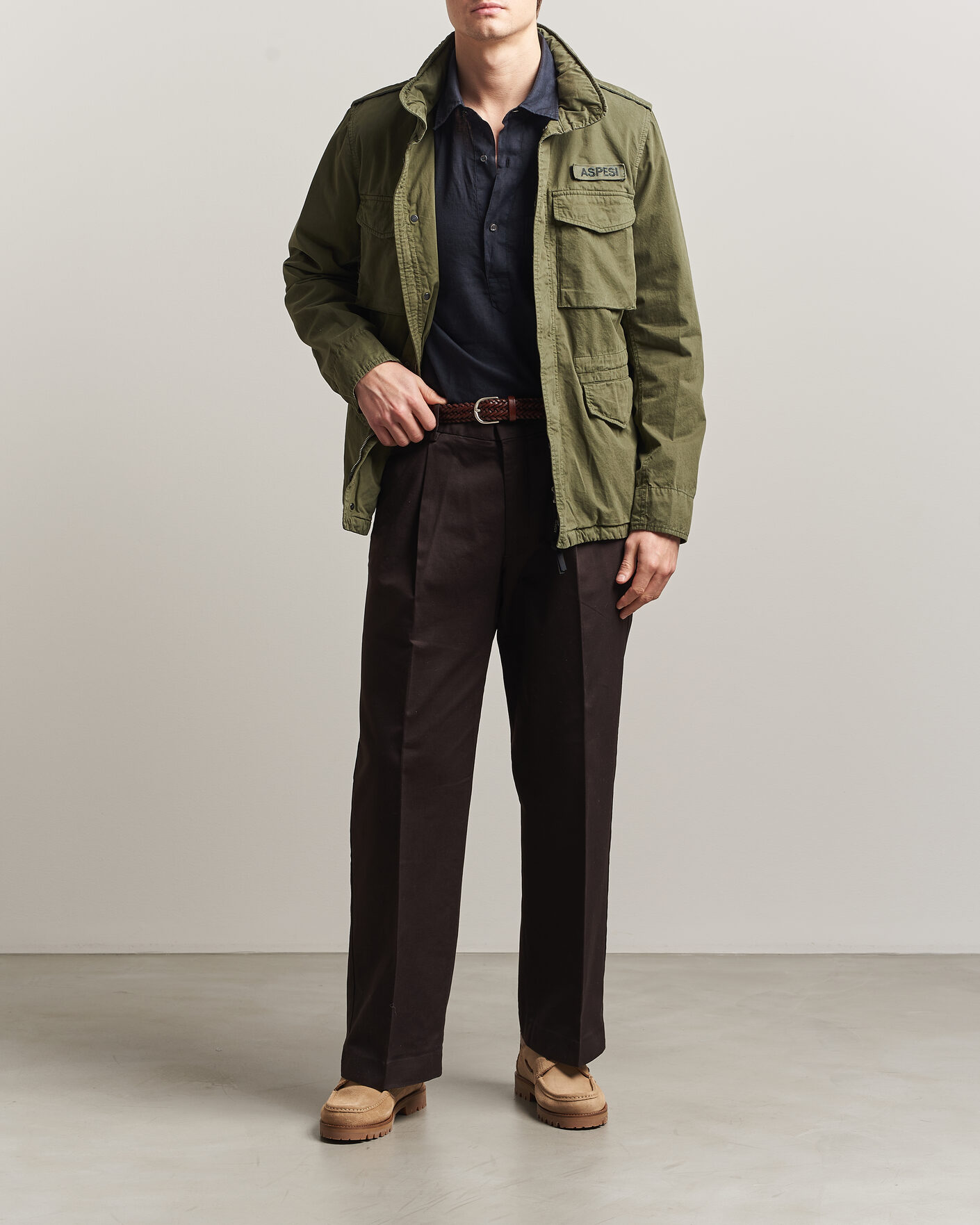 Herre | Jakker | Aspesi | Washed Cotton Field Jacket Military