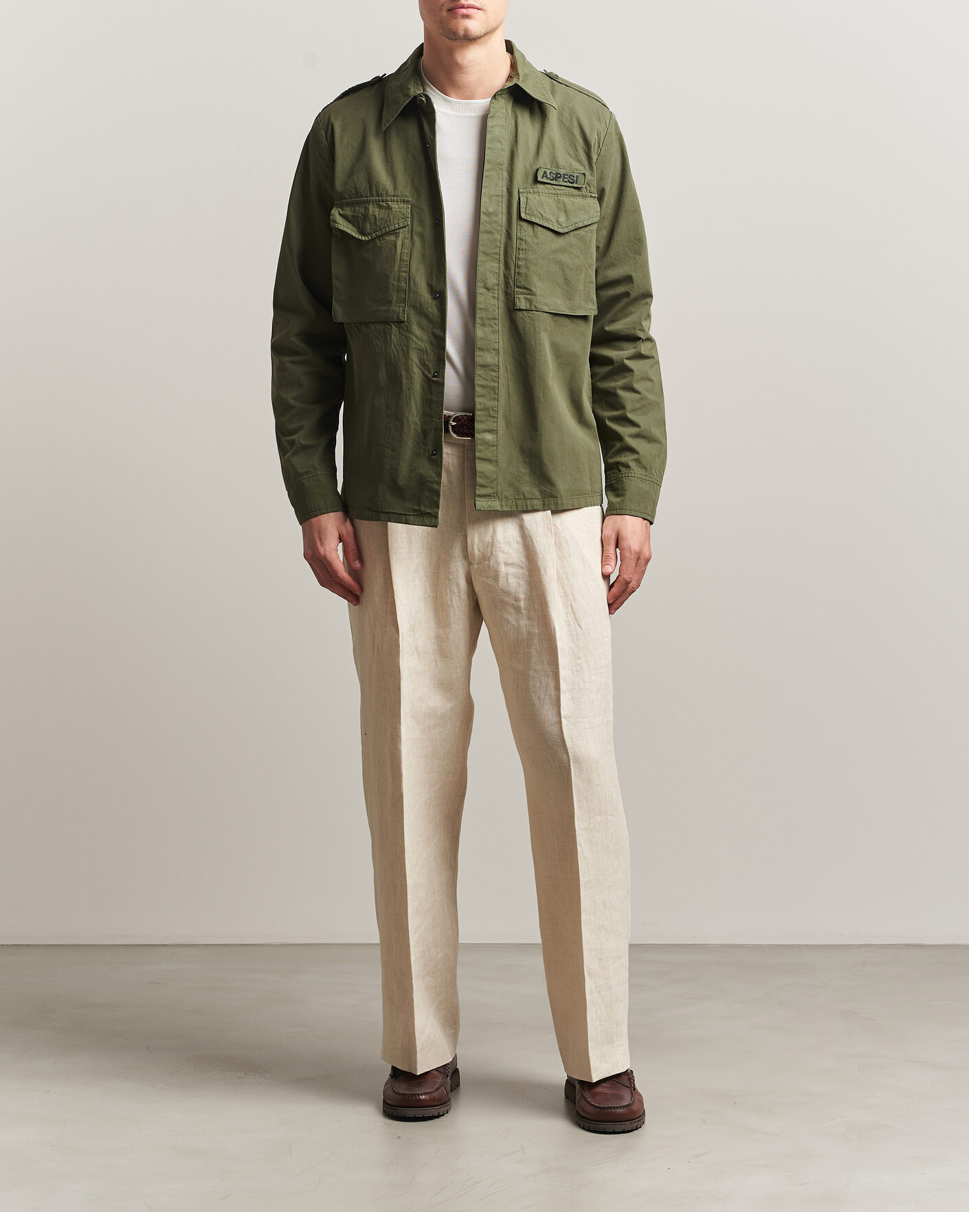 Herre | Jakker | Aspesi | Cotton Field Shirt Olive