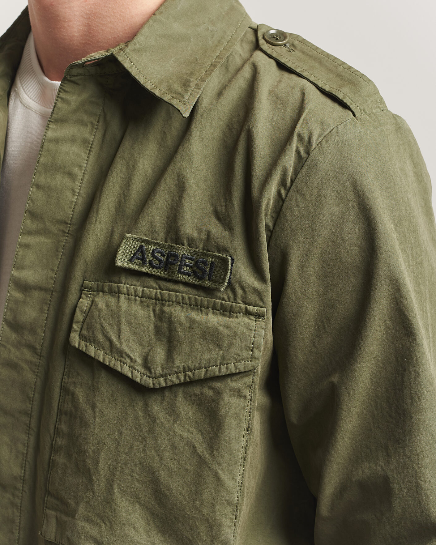 Herre | Jakker | Aspesi | Cotton Field Shirt Olive
