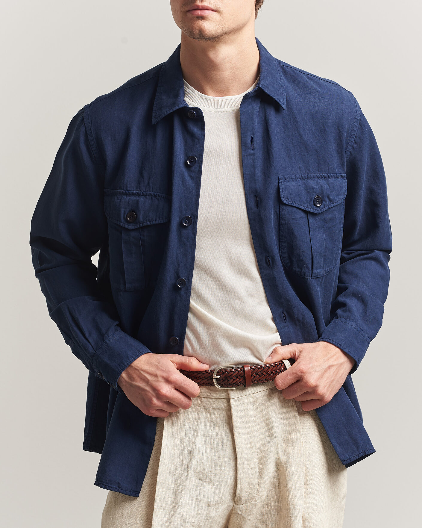 Herre | Skjorter | Aspesi | Double Pocket Overshirt Navy
