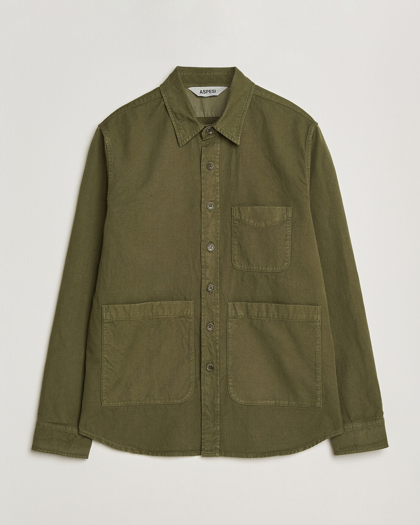 Herre | Jakker | Aspesi | Garment Dyed Utility Shirt Military