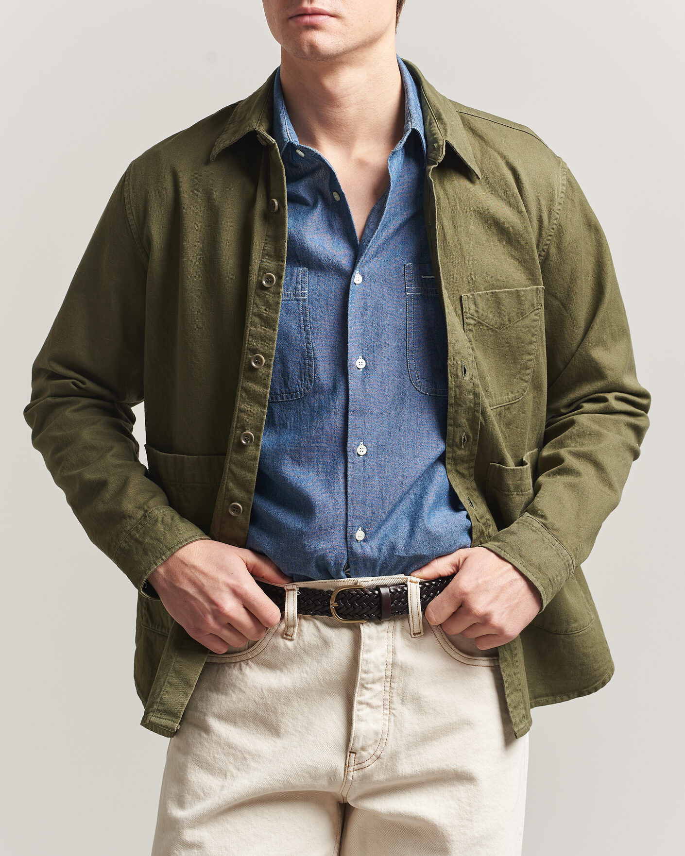 Herre | Jakker | Aspesi | Garment Dyed Utility Shirt Military