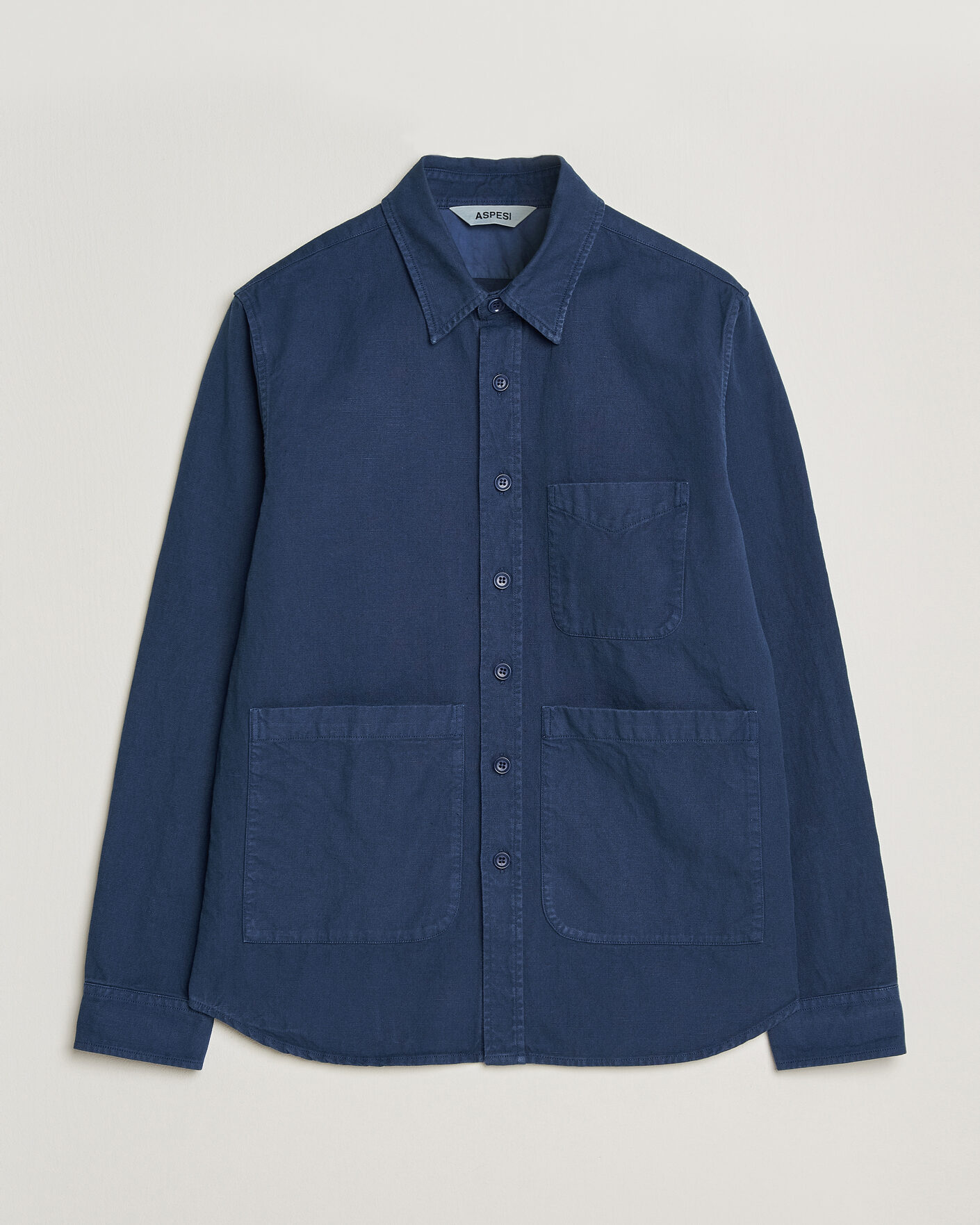 Herre | Jakker | Aspesi | Garment Dyed Utility Shirt Dark Blue