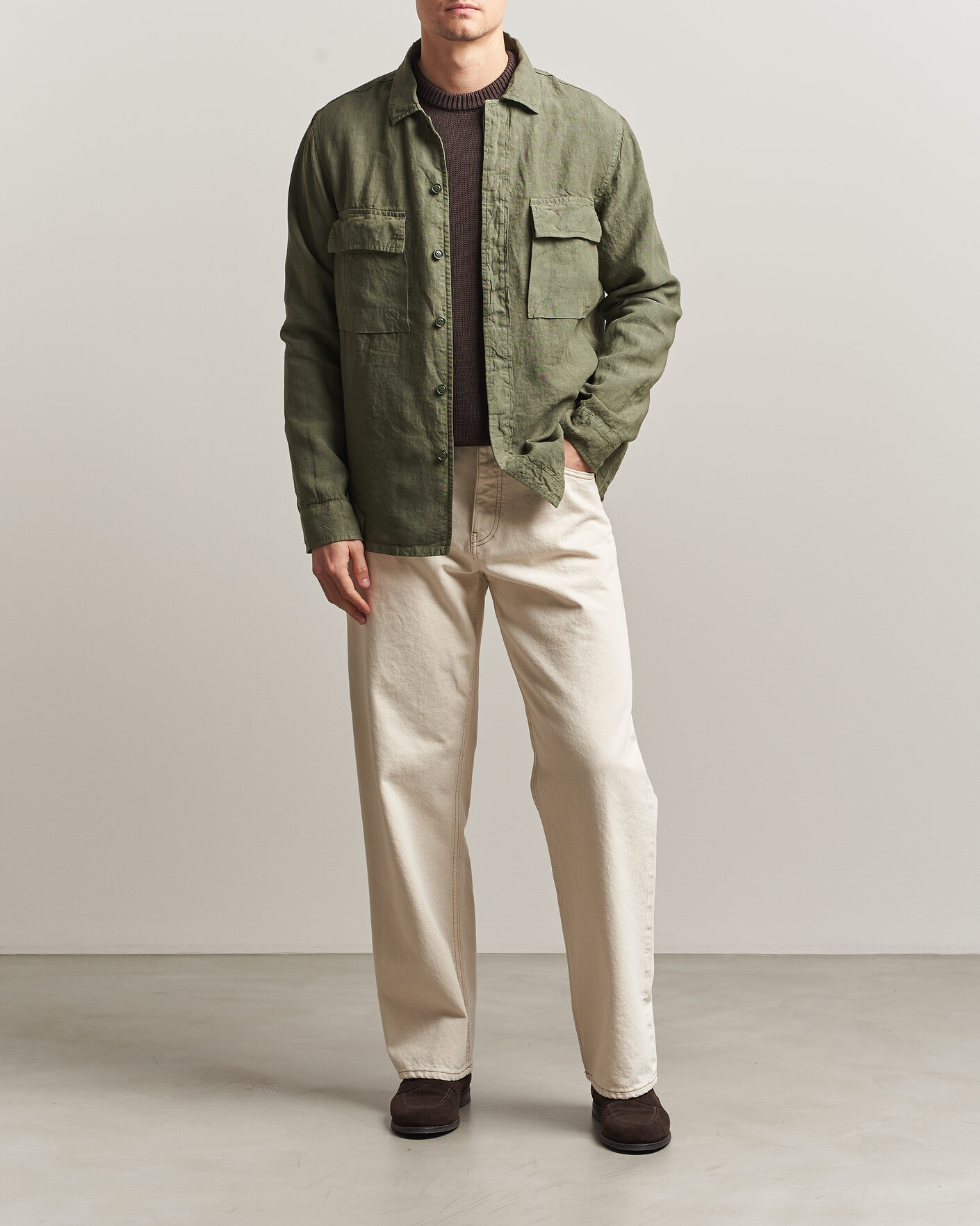 Herre | Jakker | Aspesi | Linen Overshirt Military