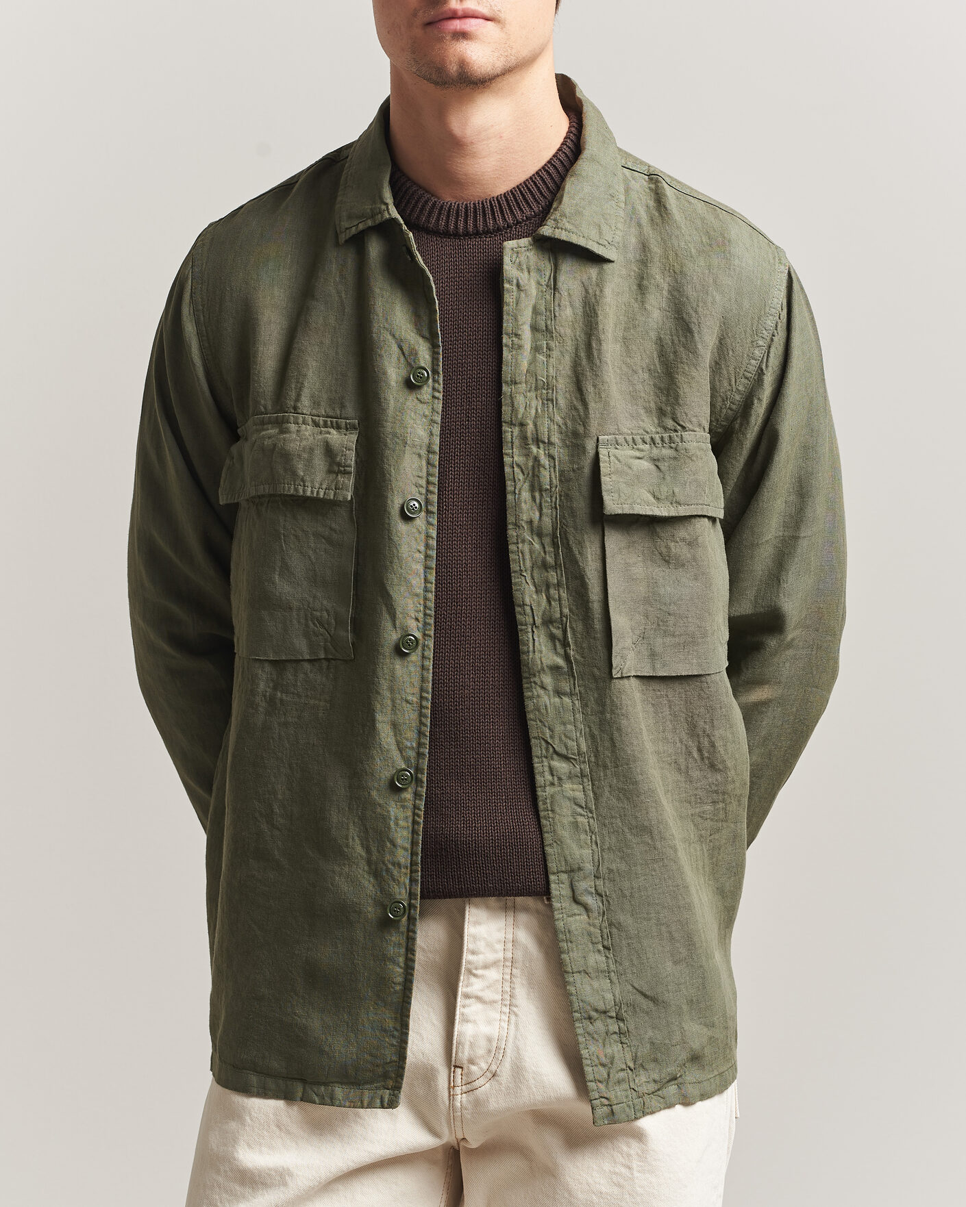 Herre | Jakker | Aspesi | Linen Overshirt Military