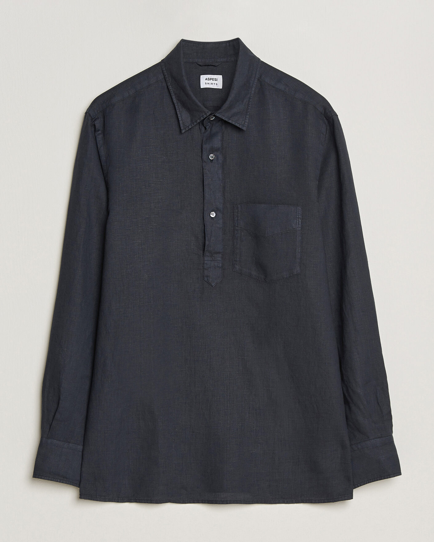 Herre | Skjorter | Aspesi | Popover Linen Shirt Navy
