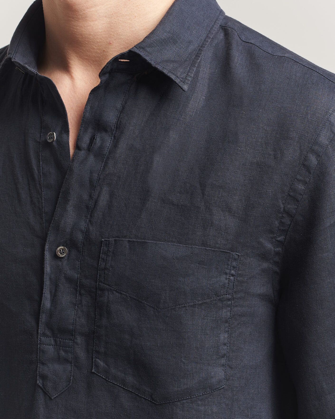 Herre | Skjorter | Aspesi | Popover Linen Shirt Navy