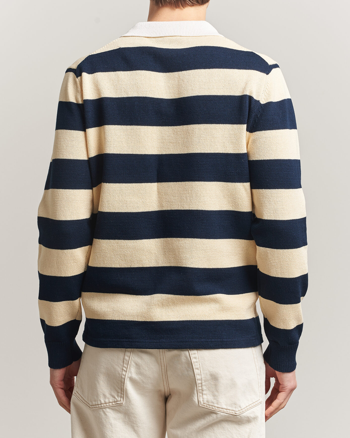 Herre | Trøjer | Aspesi | Long Sleeve Knitted Polo Navy/Ecru