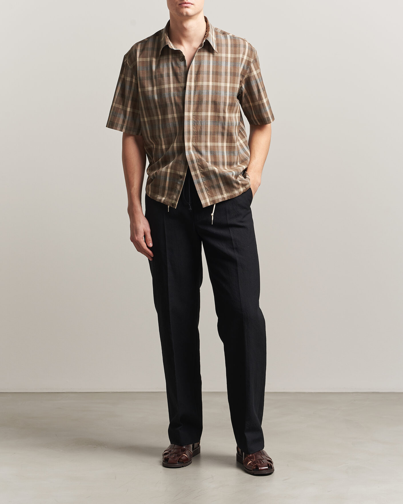 Herre | Bukser | Auralee | Wool/Linen Ox Drawstring Pants Black