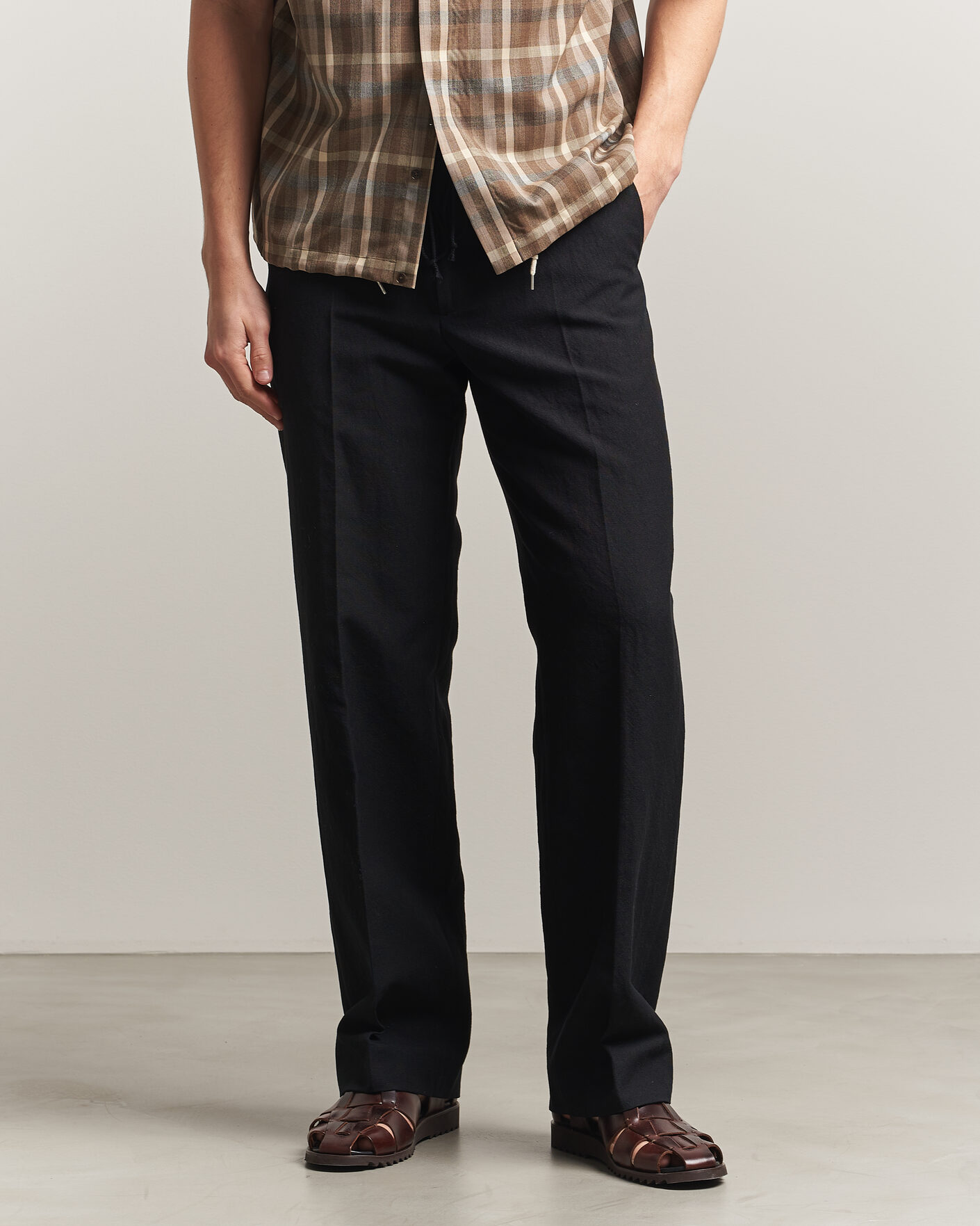 Herre | Bukser | Auralee | Wool/Linen Ox Drawstring Pants Black