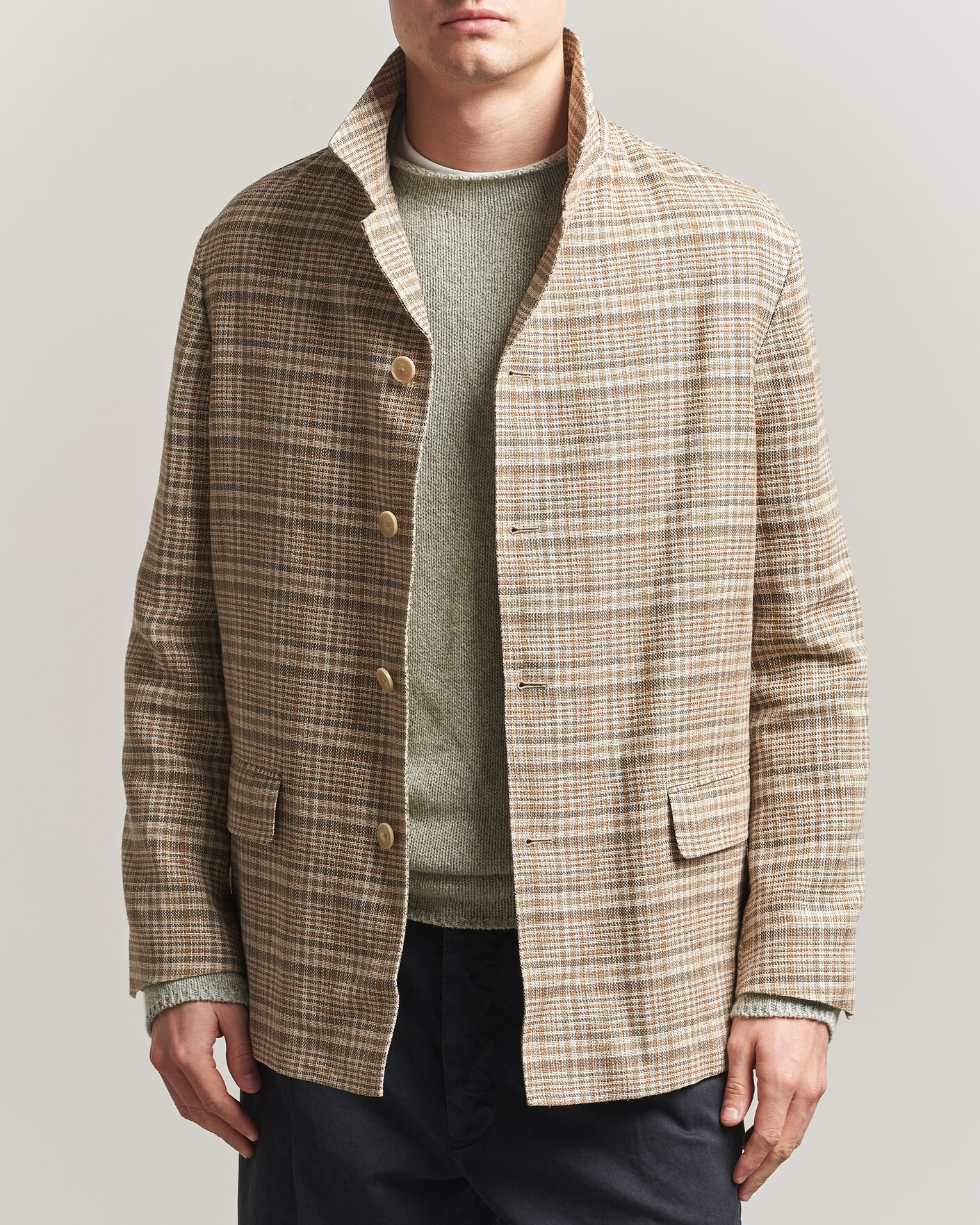 Herre | Jakker | Auralee | Silk/Linen Chore Jacket Beige Check