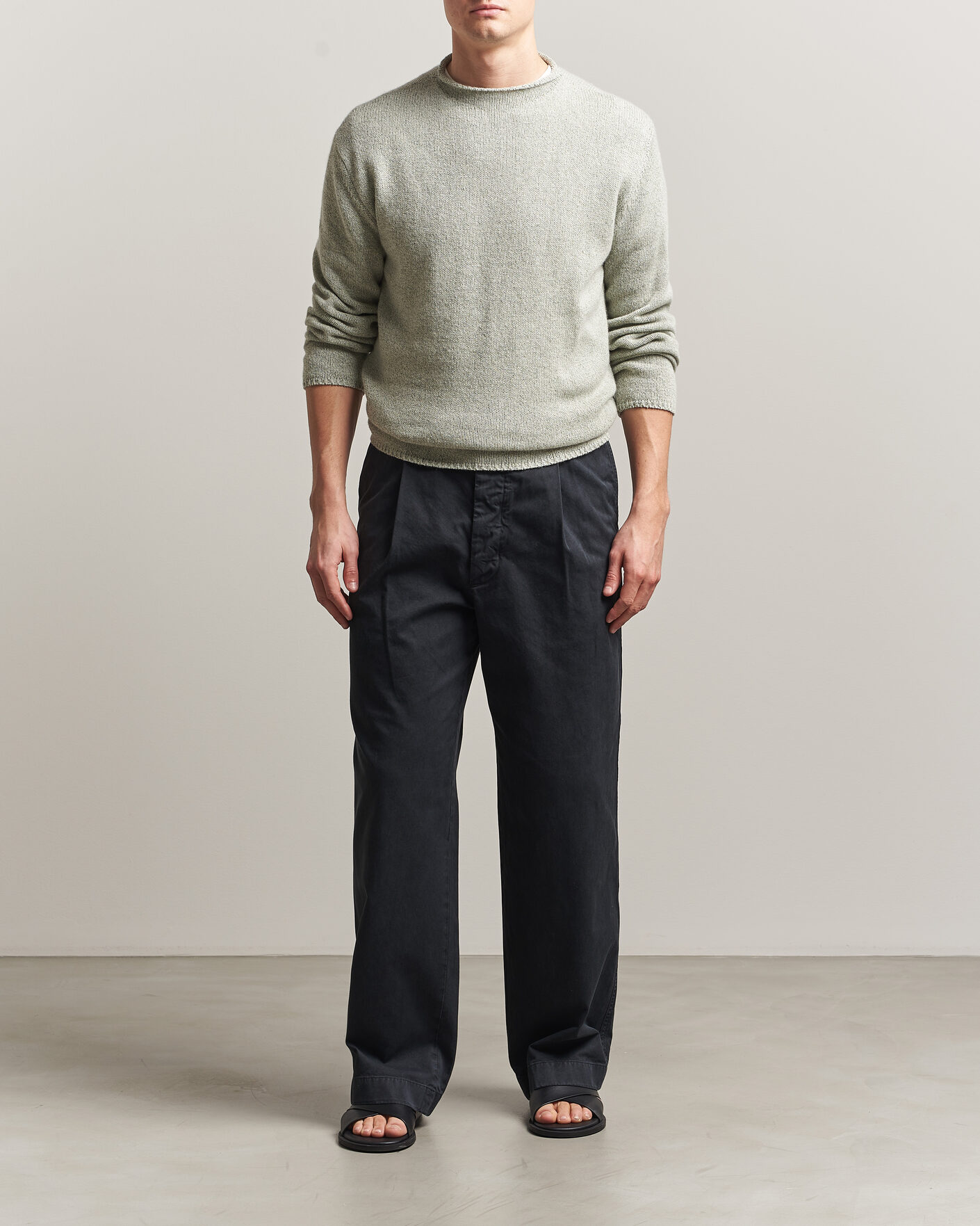 Herre | Trøjer | Auralee | Cashmere/Silk Crew Neck Mint Melange