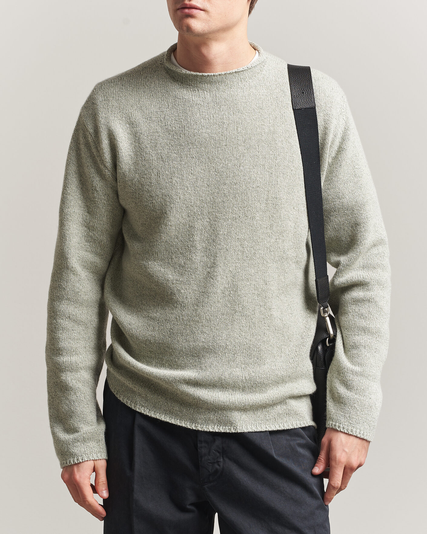 Herre | Trøjer | Auralee | Cashmere/Silk Crew Neck Mint Melange