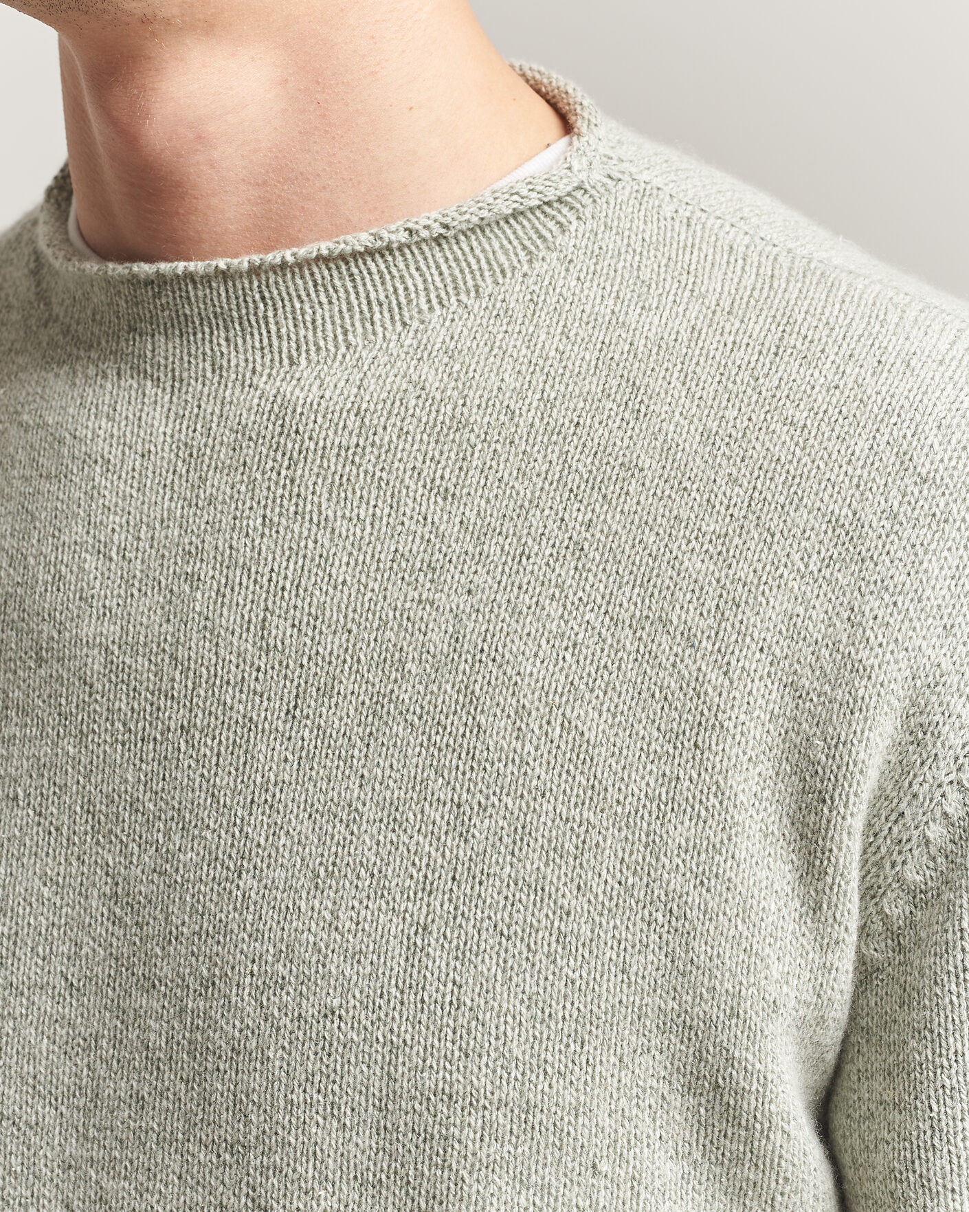 Herre | Trøjer | Auralee | Cashmere/Silk Crew Neck Mint Melange