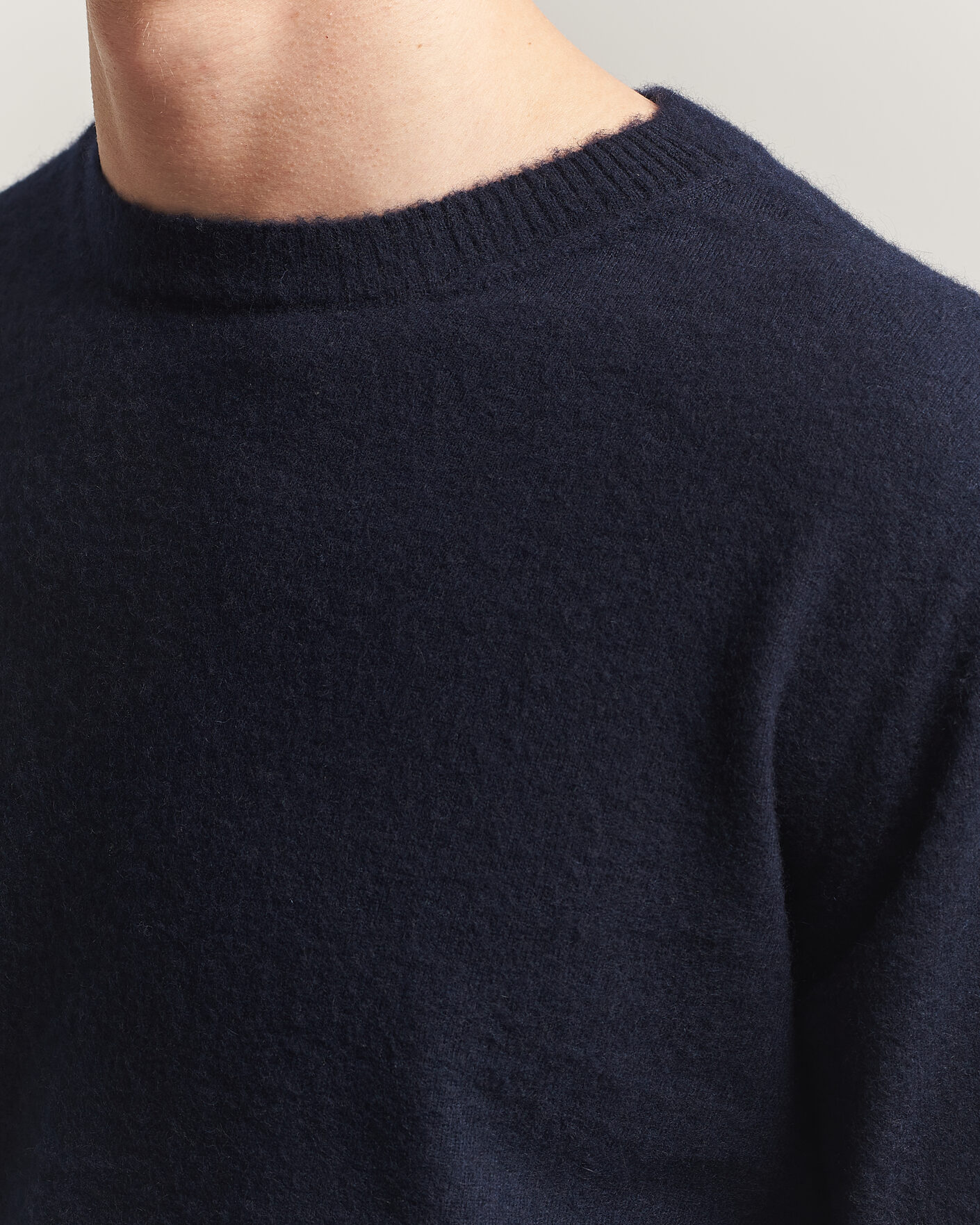 Herre | Trøjer | Auralee | Brushed Cashmere/Cotton Crew Neck Navy