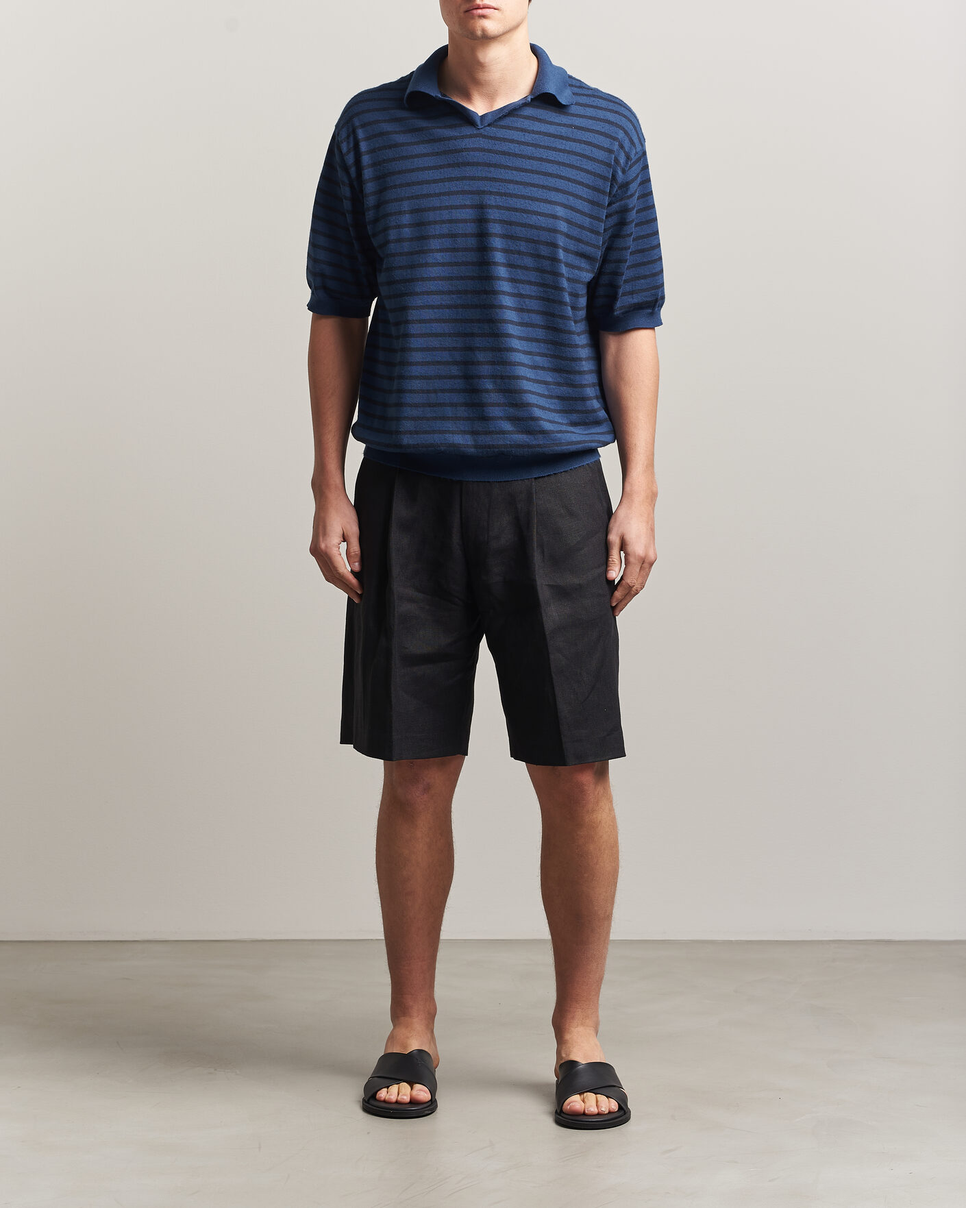 Herre | Polotrøjer | Auralee | Cotton Knit Skipper Polo Navy Stripe