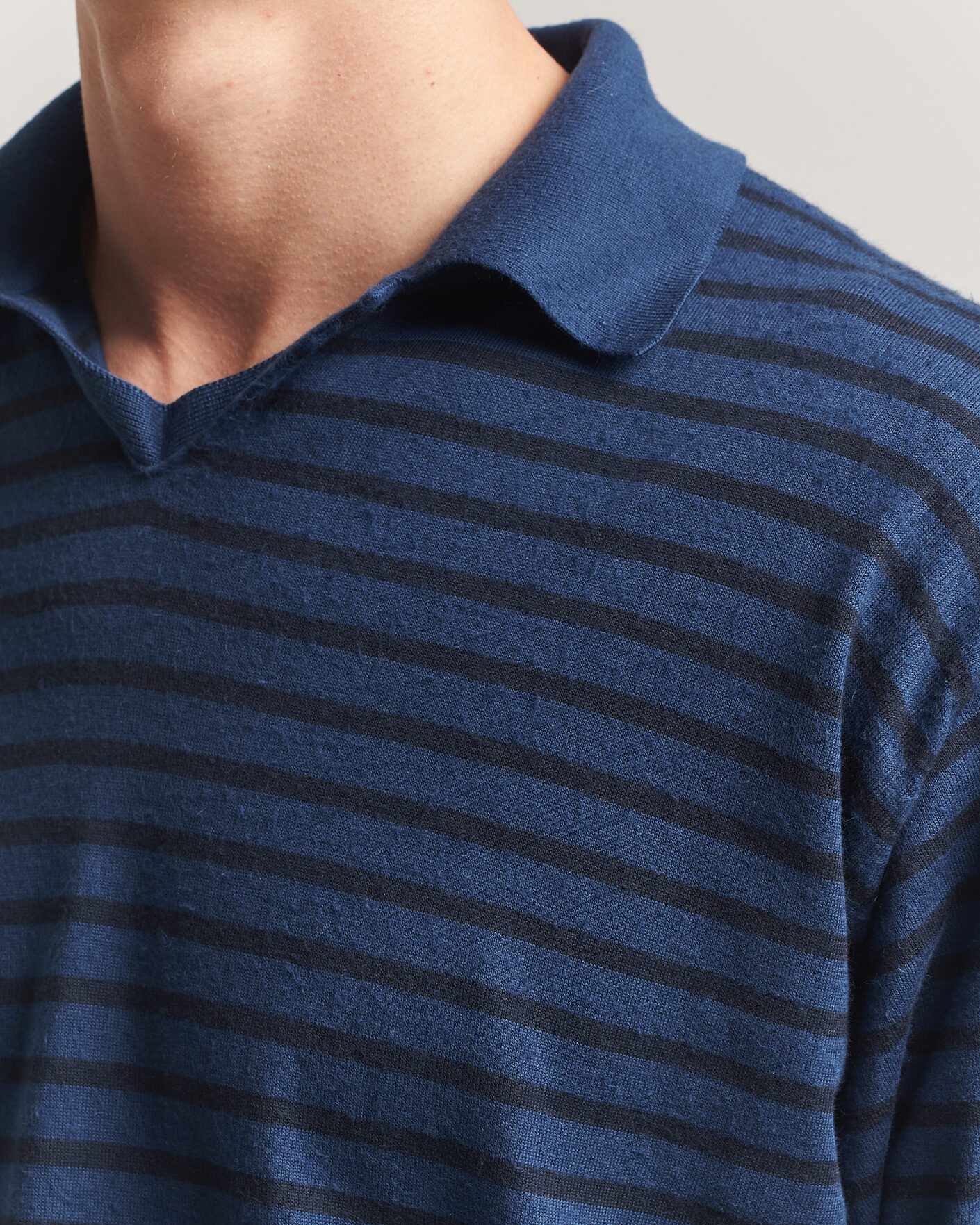 Herre | Polotrøjer | Auralee | Cotton Knit Skipper Polo Navy Stripe