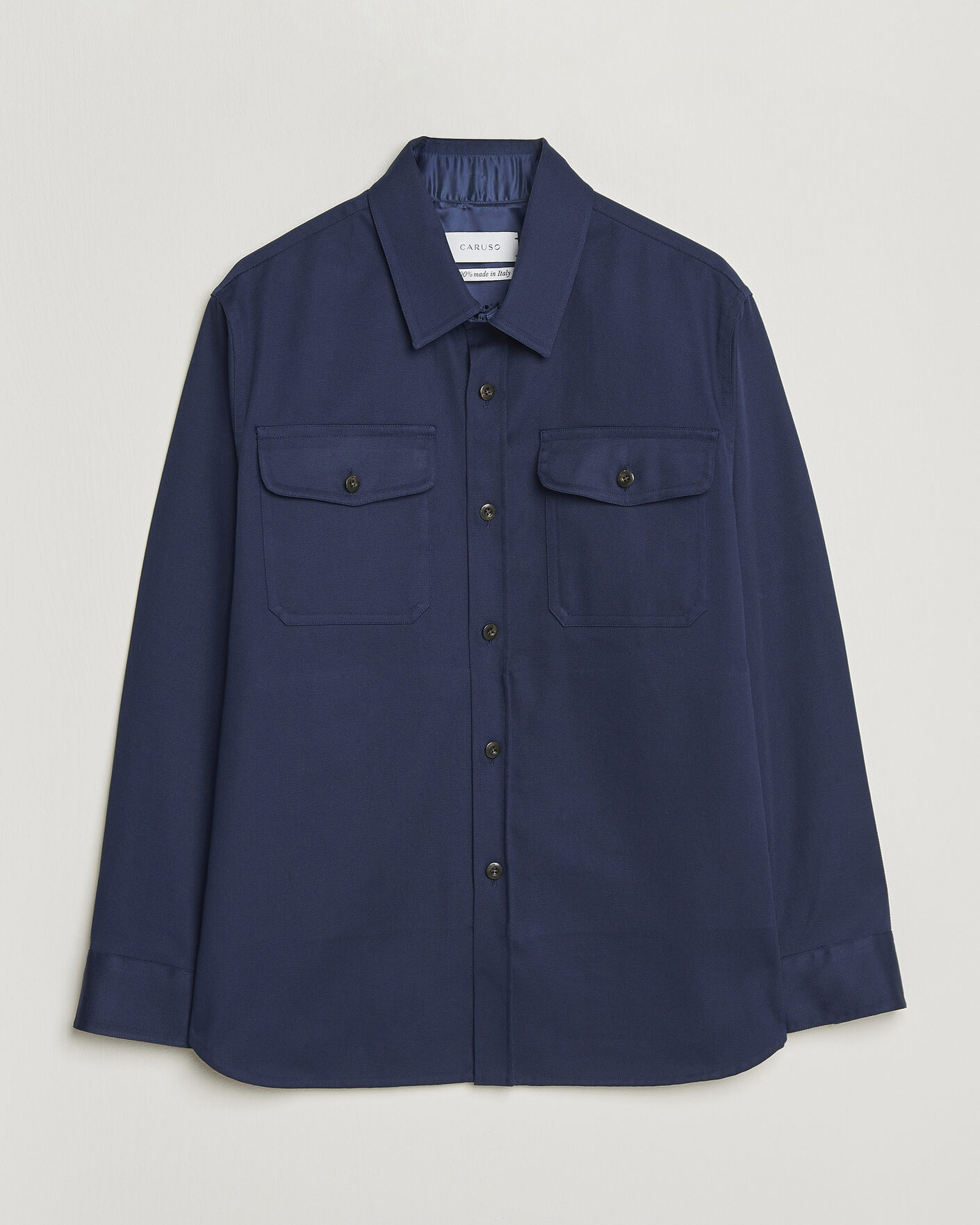 Herre | Skjorter | Caruso | Twill Cotton Overshirt Navy