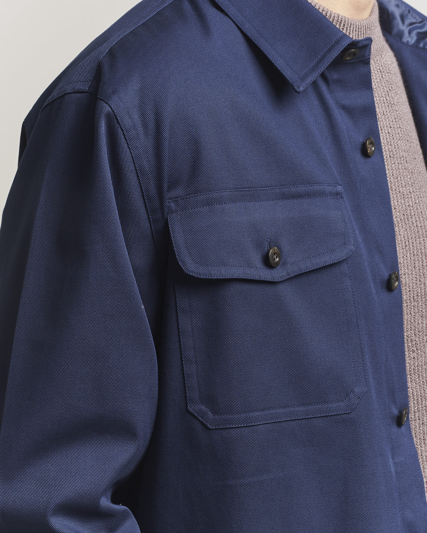 Herre | Skjorter | Caruso | Twill Cotton Overshirt Navy