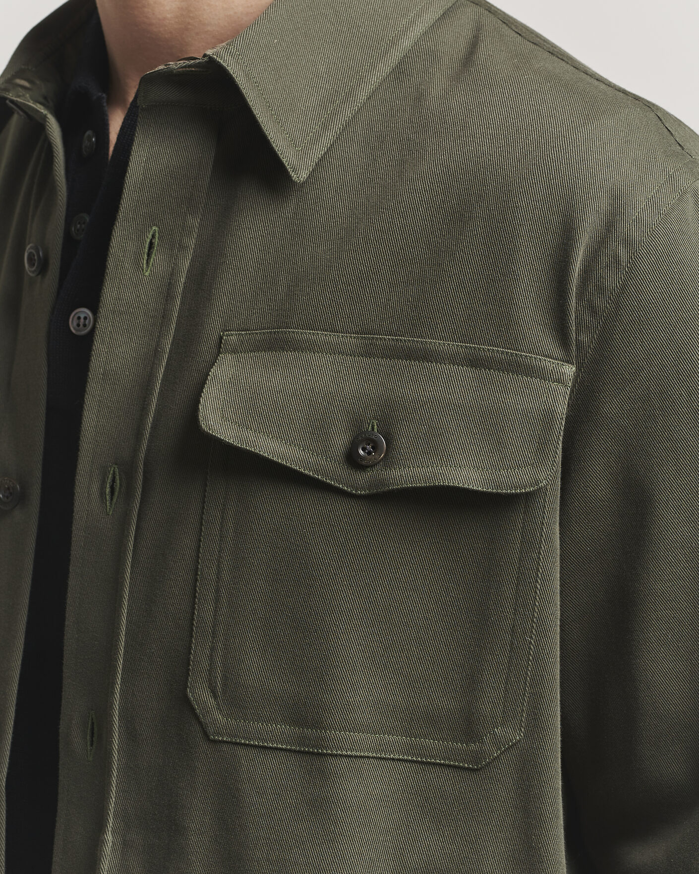 Herre | Skjorter | Caruso | Twill Cotton Overshirt Dark Green