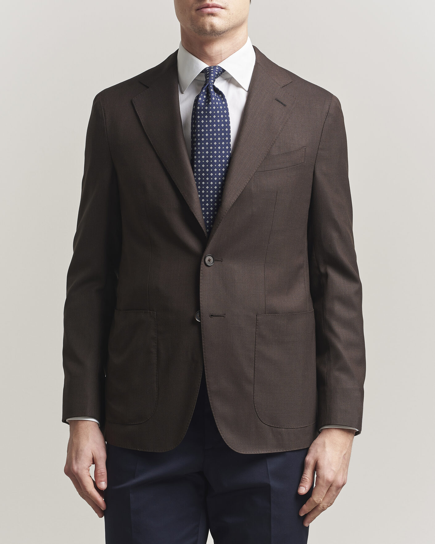 Herre | Blazere & jakker | Caruso | Aida Wool Hopsack Blazer Dark Brown