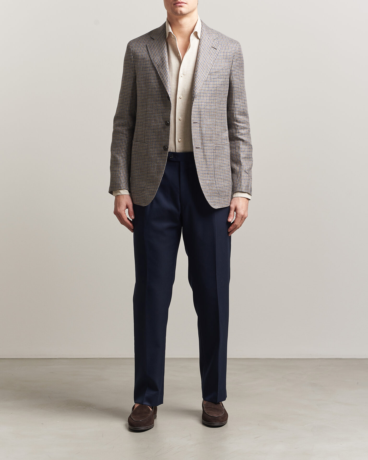 Herre | Blazere & jakker | Caruso | Aida Linen/Wool Blazer Navy/Grey Check
