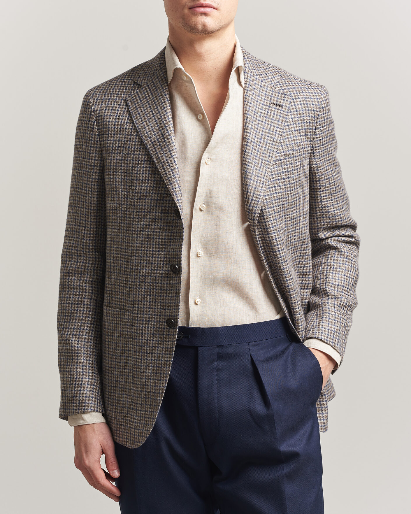 Herre | Blazere & jakker | Caruso | Aida Linen/Wool Blazer Navy/Grey Check